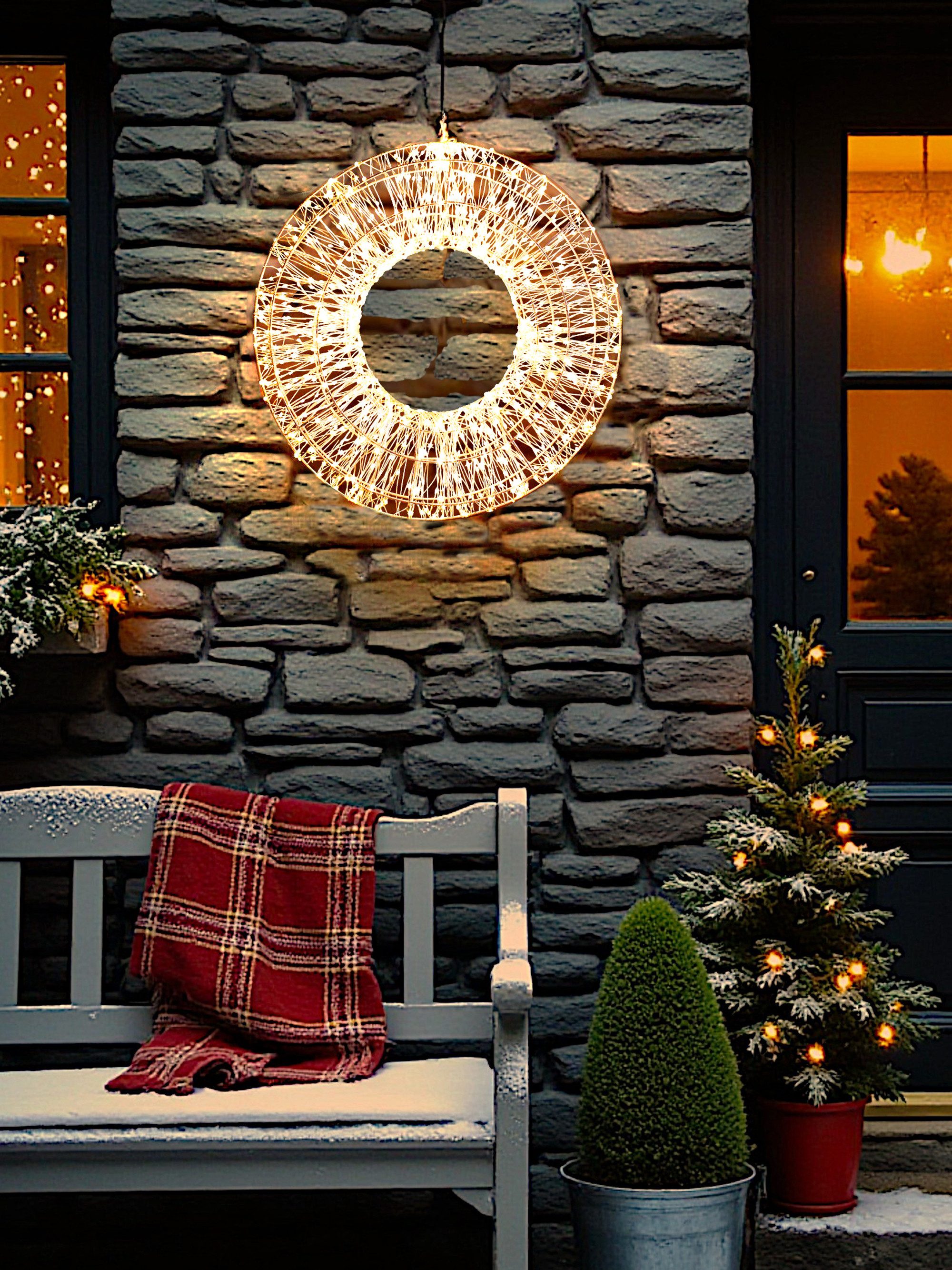Arnusa LED Dekolicht Leuchtkranz 800 LED 50cm Lichterkranz Weihnachtsbeleuchtung mit Timer, Ein- Aus, LED fest integriert, warmweiß, Kranz für Innen und Außen m – Bild 5 von 5