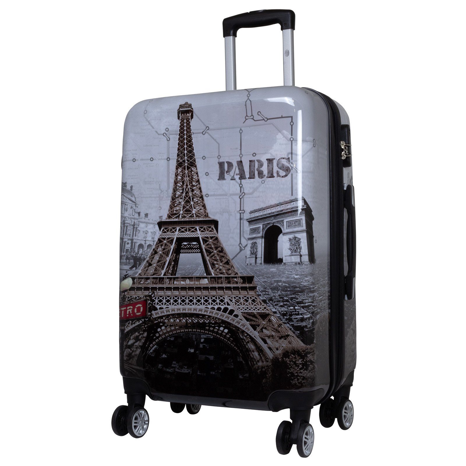 Hartschalen-Trolley Paris - Eiffelturm, bunter Koffer mit Motiv, 3 Größen