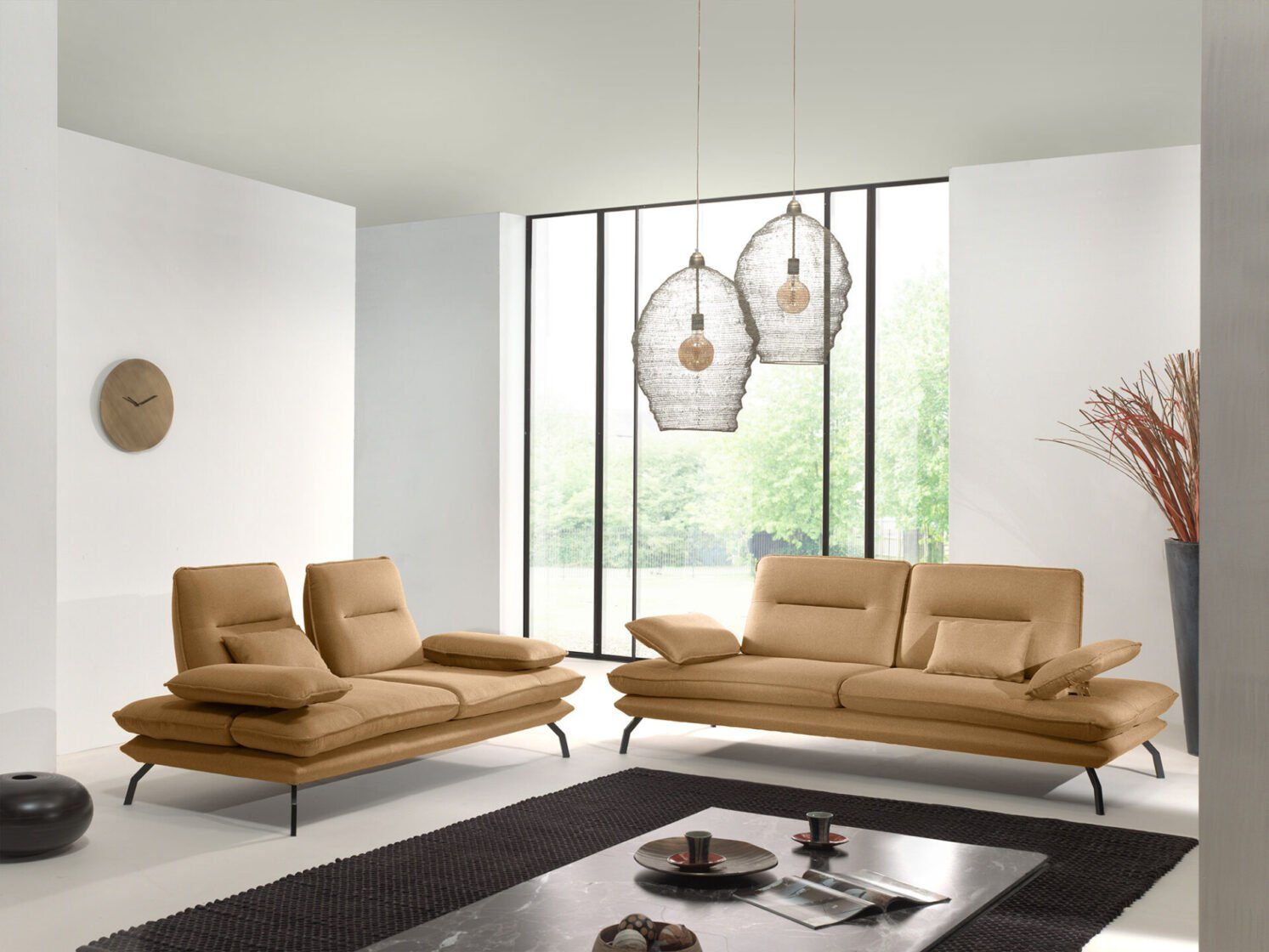 Möbeldreams Sofa Sofa-Set Figo / Verstellbare Arm und Rückenlehne Gelb