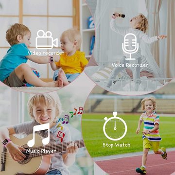 Vannico für Kinder 3-12Y Weihnachten Geburtstag Geschenke Smartwatch (1.44 Zoll, Android / iOS), mit Kalorien Schrittzähler HD MP3 Musik 2 Kameras Video 24 Spiele