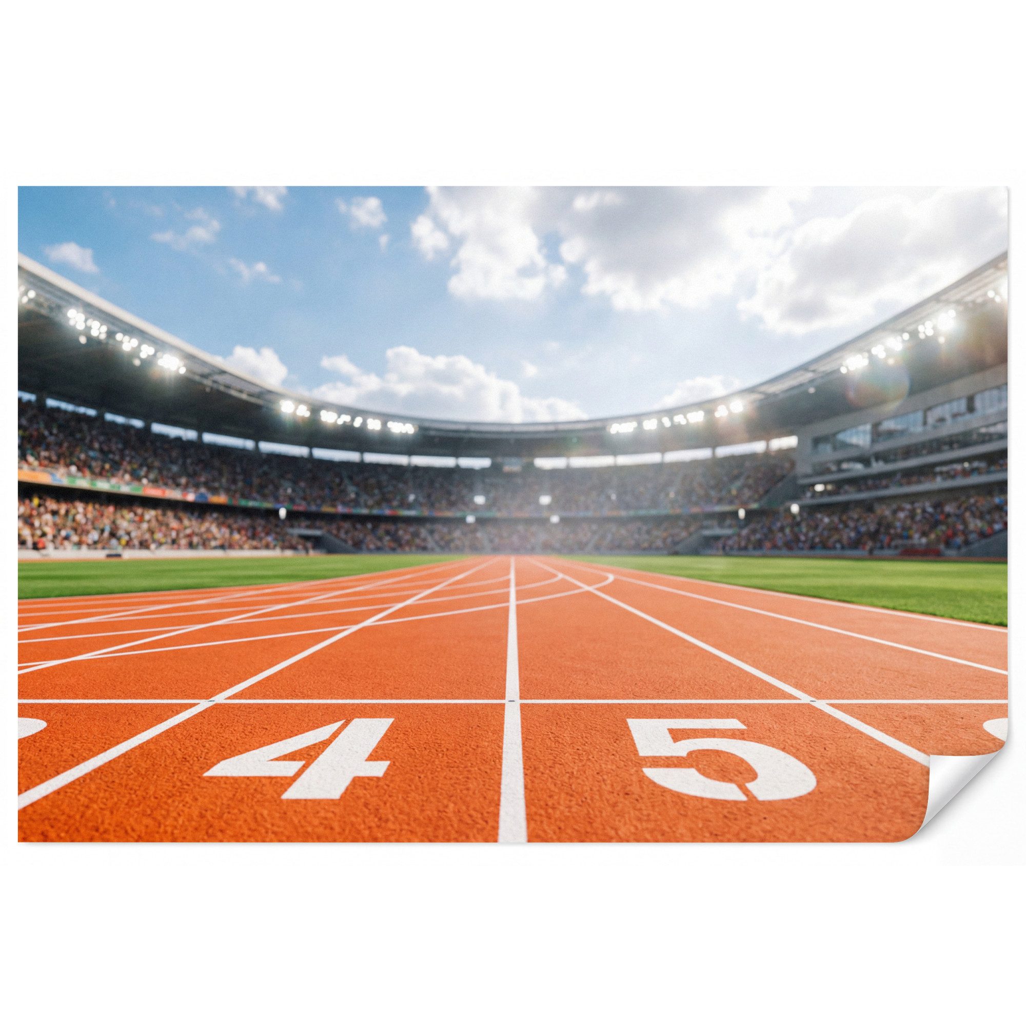 OnlyWow Fototapete Kinderzimmer - Sintelbaan - Stadion - Sport -Orange, Matt, bedruckt, Wohnzimmer, Modern, Wanddekoration, Vliestapete 100x70cm