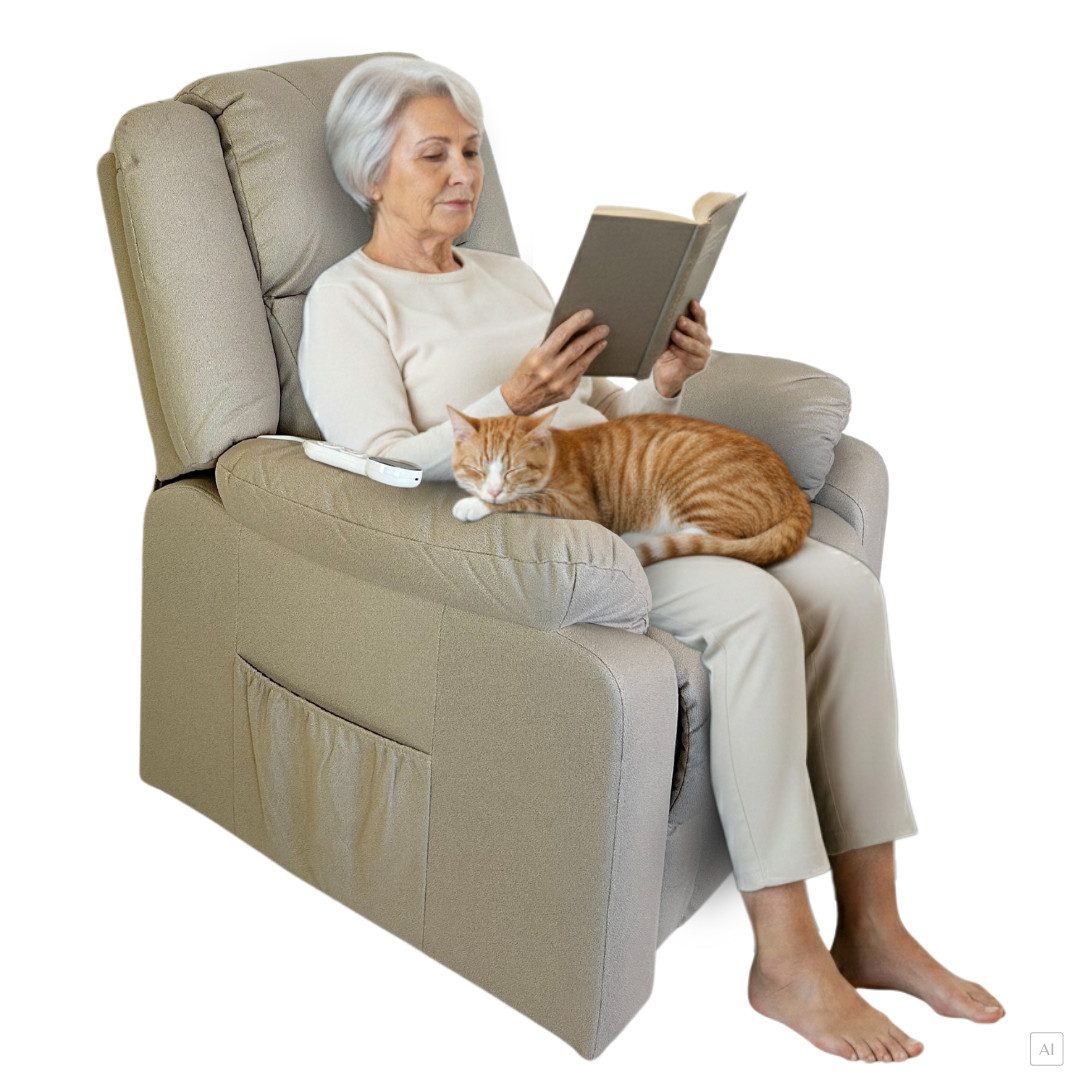 Sessel Textilstoff, Fernbedienung, Massage, Aufstehfunktion