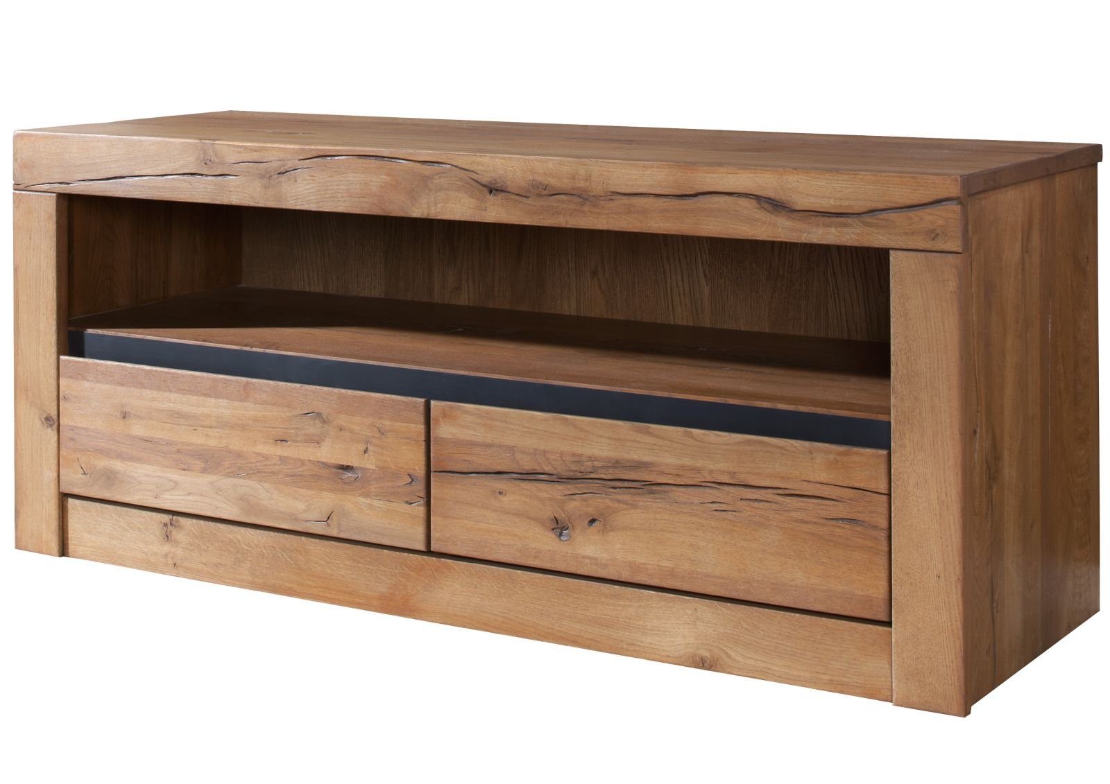 Massivmoebel24 TV-Board (Massivholz), TV-Board Wild-/Zerreiche 115x42x49 natur geölt MONTREUX #103