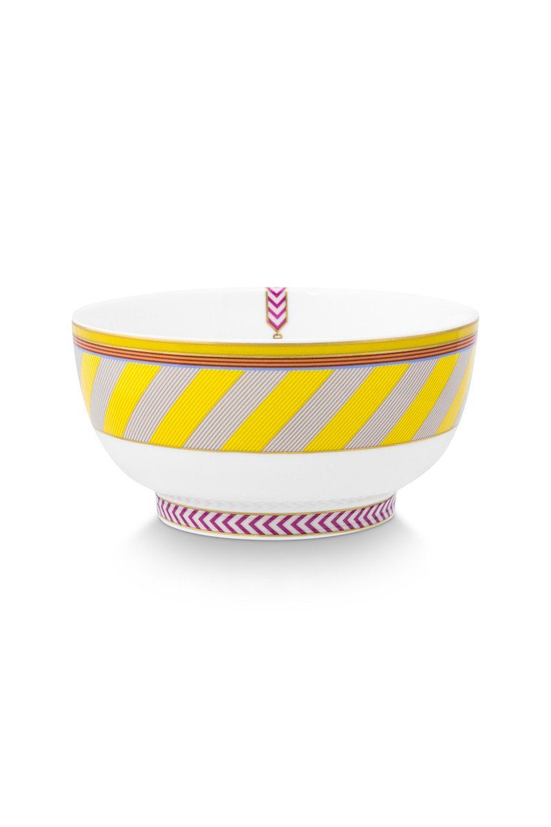 PiP Studio Schale Chique Bowl Stripes gelb 15,5cm, Bone China, (Bowls), Bowl Pip Chique Stripes Yellow 15.5cm