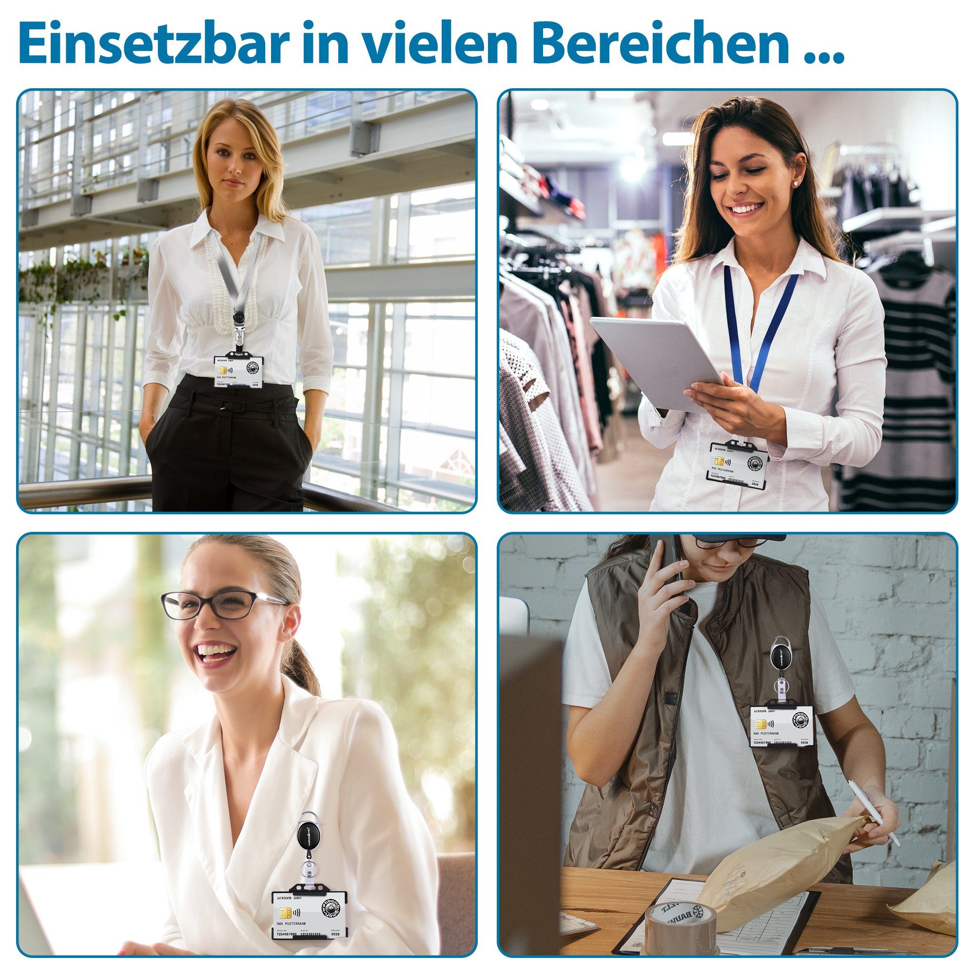 WEBBOMB Schlüsselanhänger Ausweishalter Ausweisjojo Ausweishülle mit Gürtelclip + Kartenhalter – Bild 5 von 5
