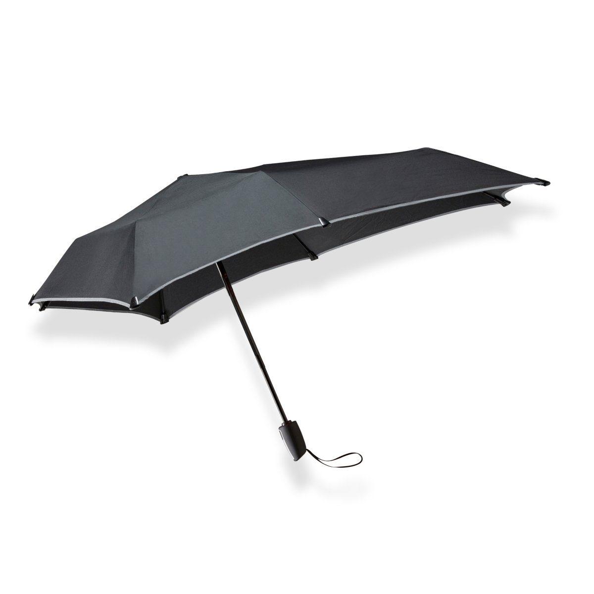 senz Taschenregenschirm Taschenschirm Automatic Mini - Farbwahl, gefaltet ca, 28 cm lang, Verdeck offen 91x91 cm Schwarz reflektierend
