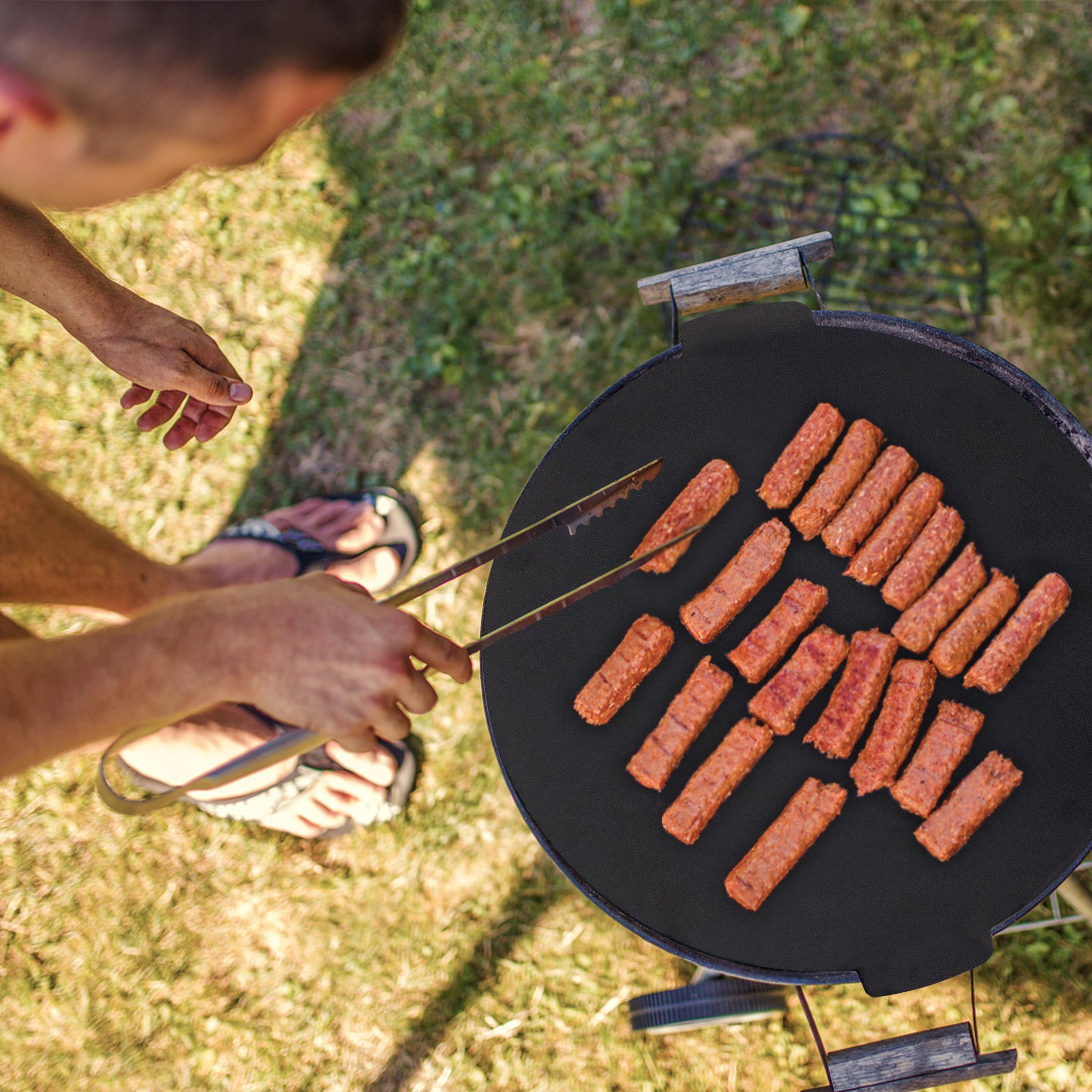 AUFUN Grillpfanne, Backblech 3 mit Gusseisen Grillplatte Beinen