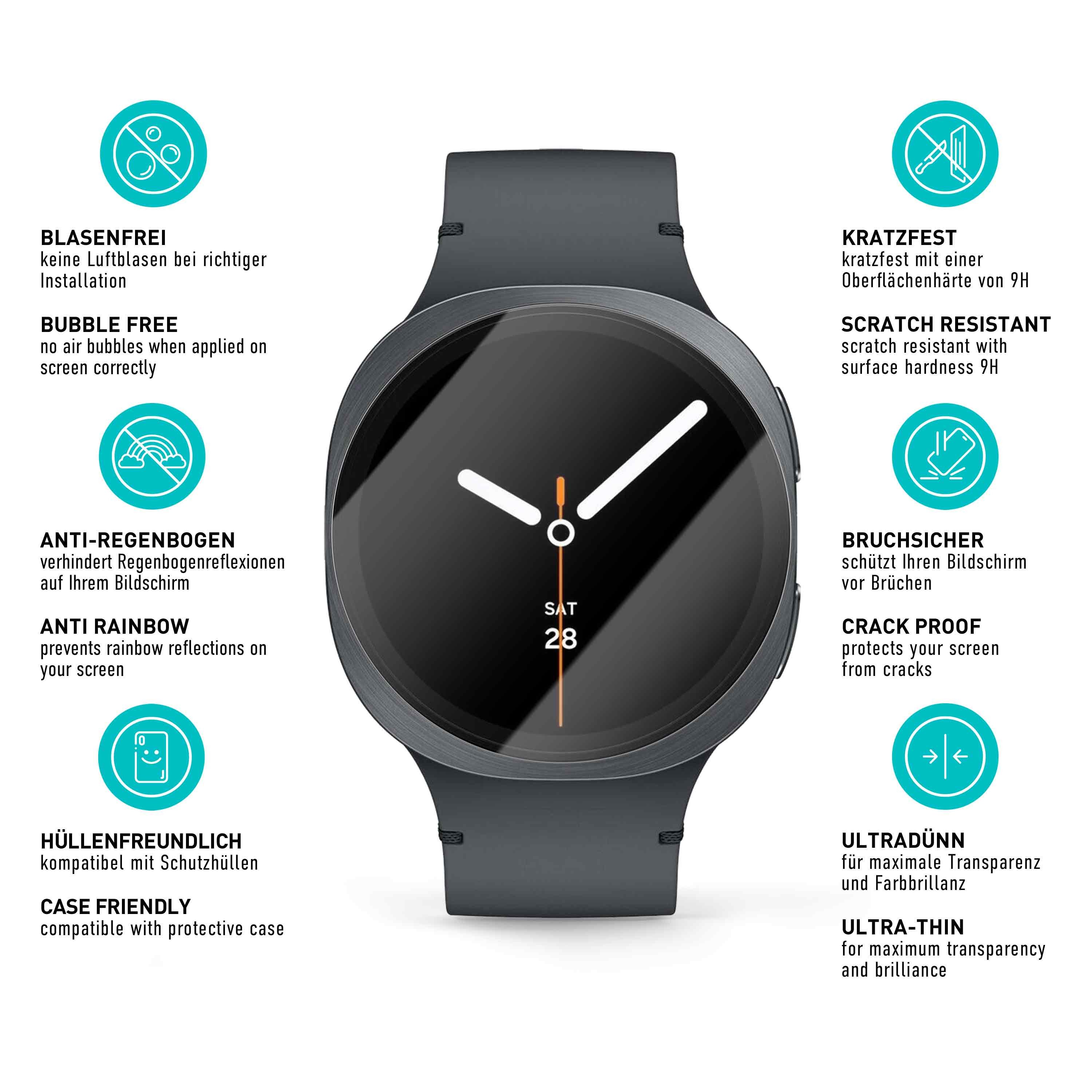 smartect Displayschutzglas 3X Schutzglas Panzerfolie Klar für Samsung Galaxy Watch 8 44mm für Samsung Galaxy Watch 8 44mm, Set, 3 Stück, 0.3 mm Ultra-klar, 9H H – Bild 5 von 5