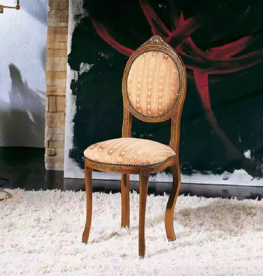 JVmoebel Stuhl Klassischer Stuhl Esszimmer Polster Stoff Textil Design Sitz Fußhocker, Made in Italy