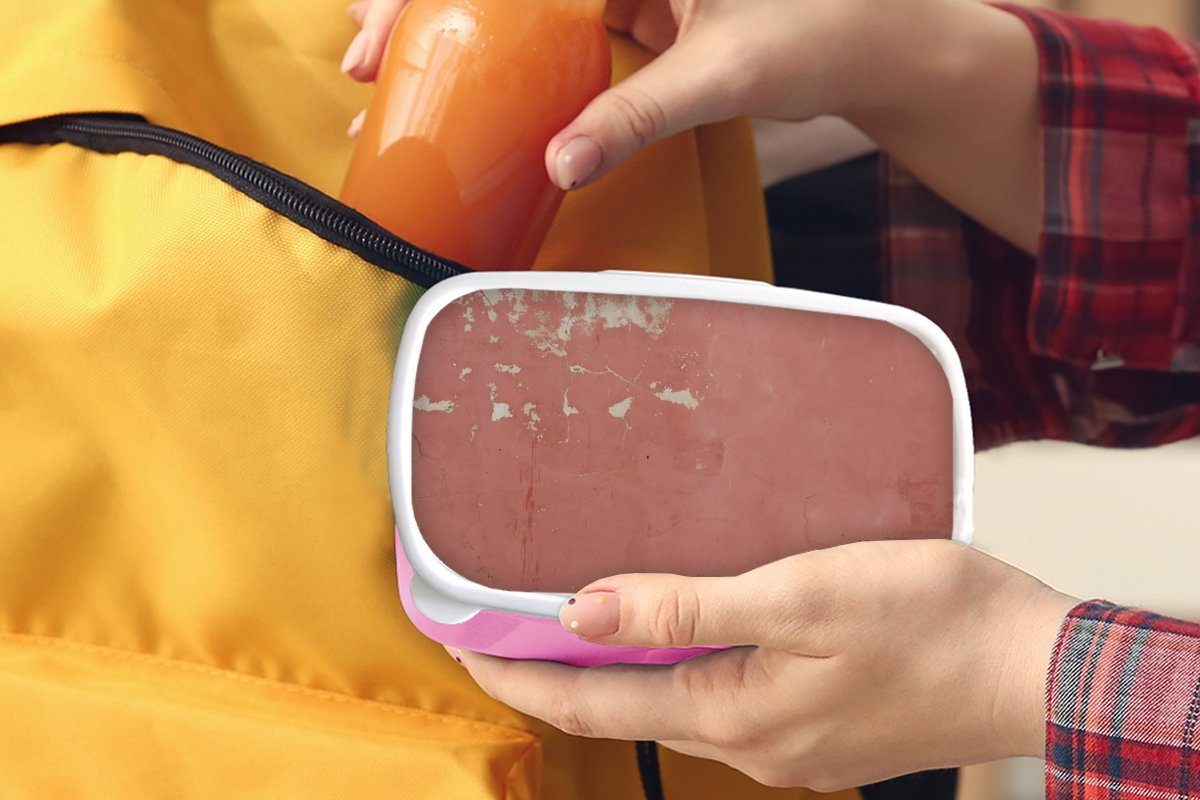 MuchoWow Lunchbox Verwitterte rosa Wand, Erwachsene, Snackbox, Mädchen, (2-tlg), Kunststoff für Kunststoff, Kinder, Brotdose Brotbox