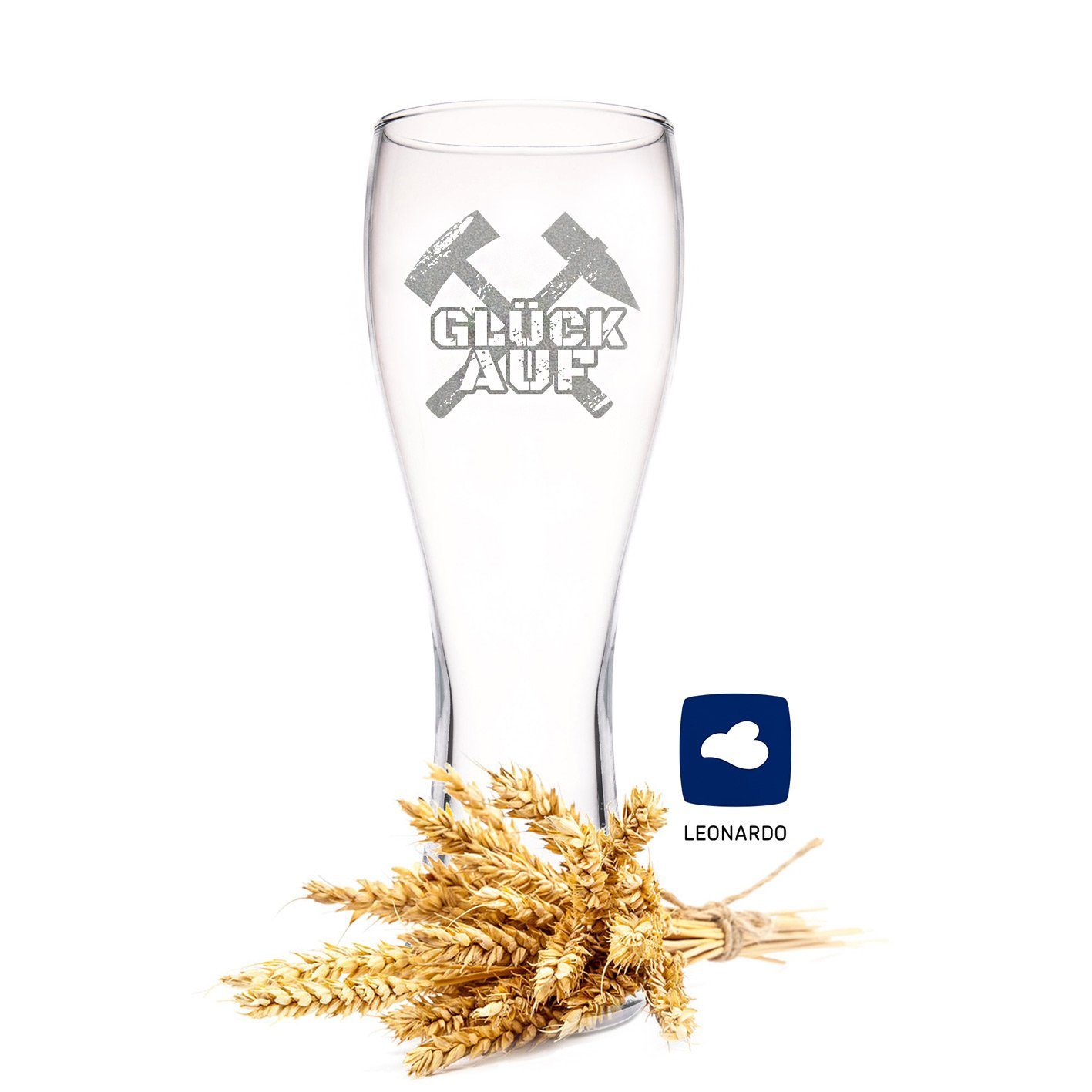 Bierkrug Weizenglas - mit Motiv - Glück Auf - Schlägel + Eisen