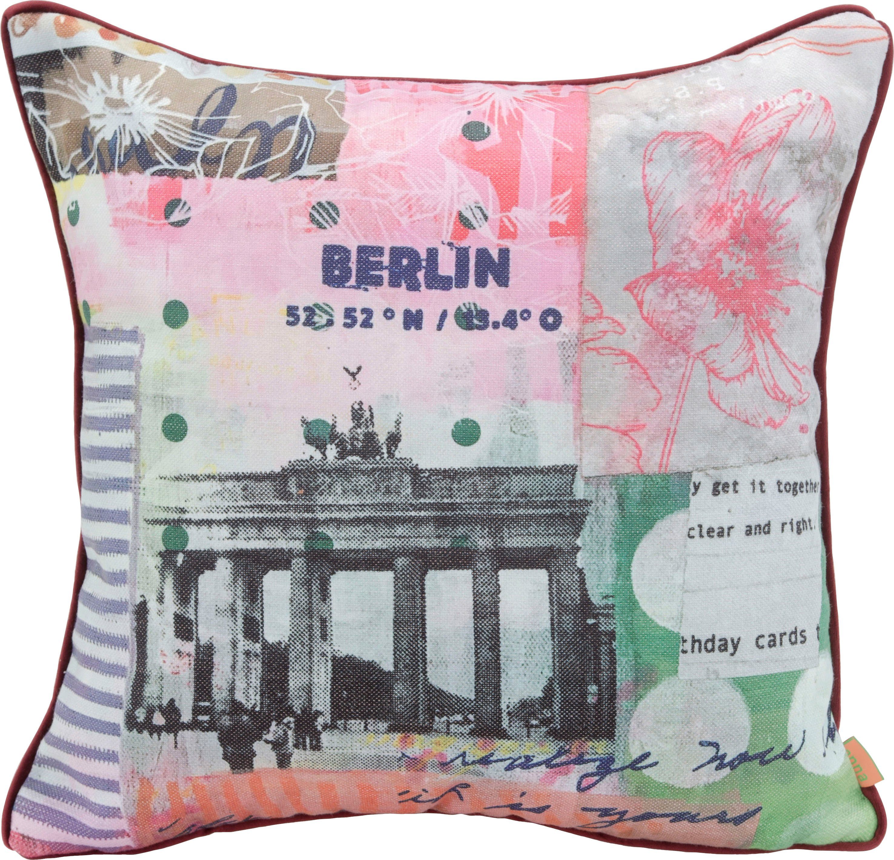 H.O.C.K. Dekokissen Berlin-Motiv, 1 Füllung, BERLIN, Lieblingsstädte mit Stück mit Wendekissenhülle