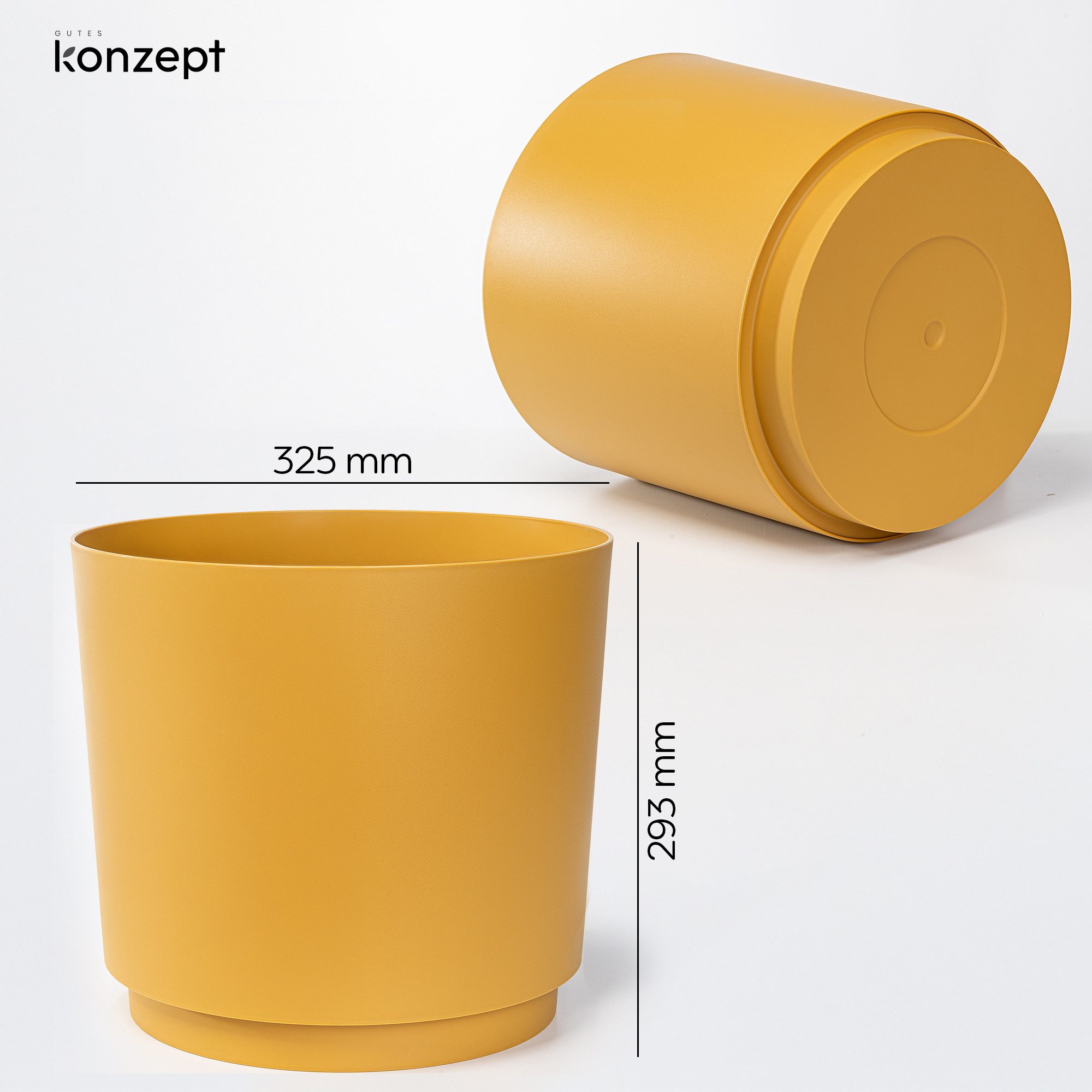 KONZEPT Übertopf Blumentopf 32,5 cm Übertopf aus Kunststoff wetterfest für Innen Außen, Integrierter funktionaler Untersetzer
