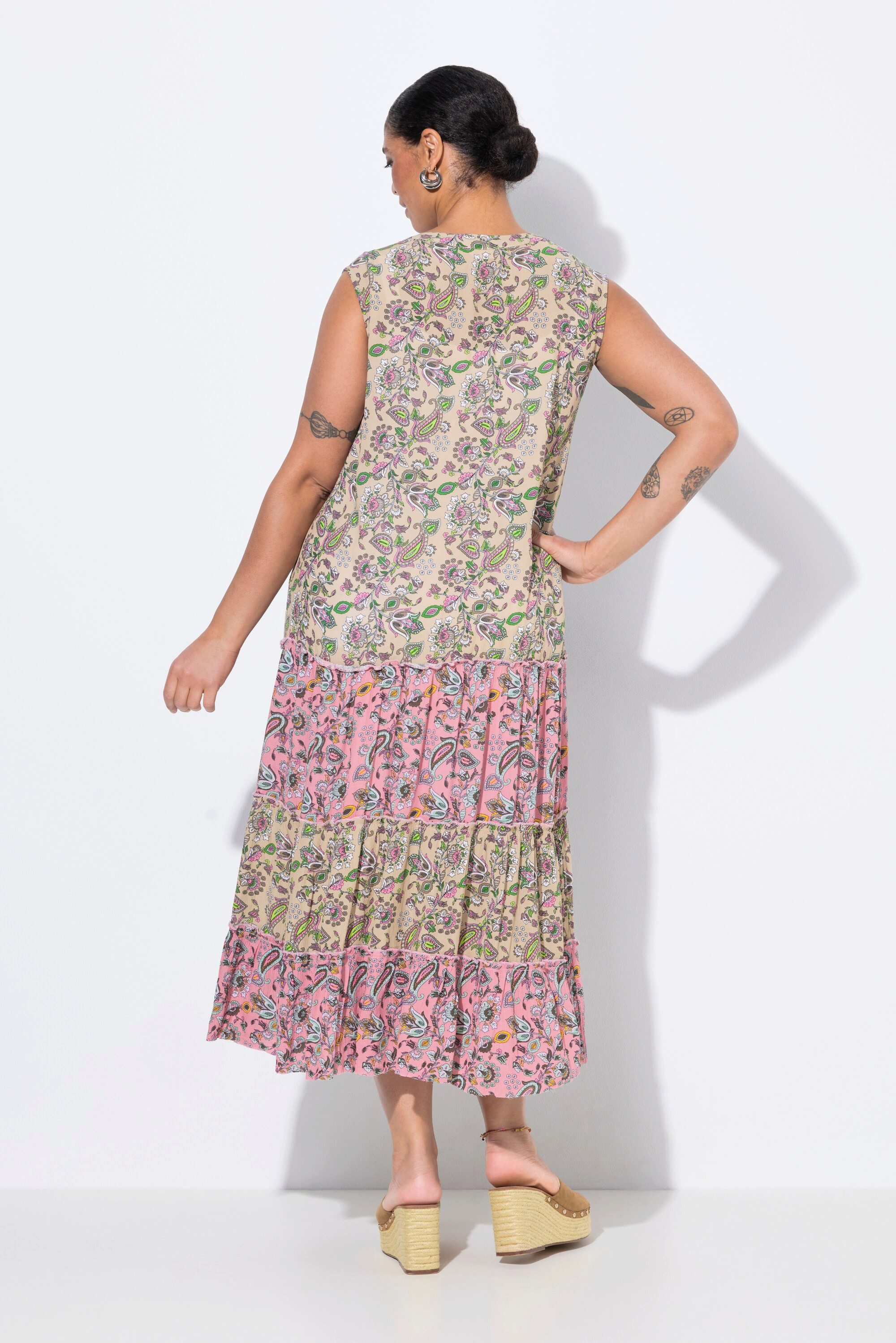 MIAMODA Sommerjacke Weste lange A-Linie Blüten-Stickerei