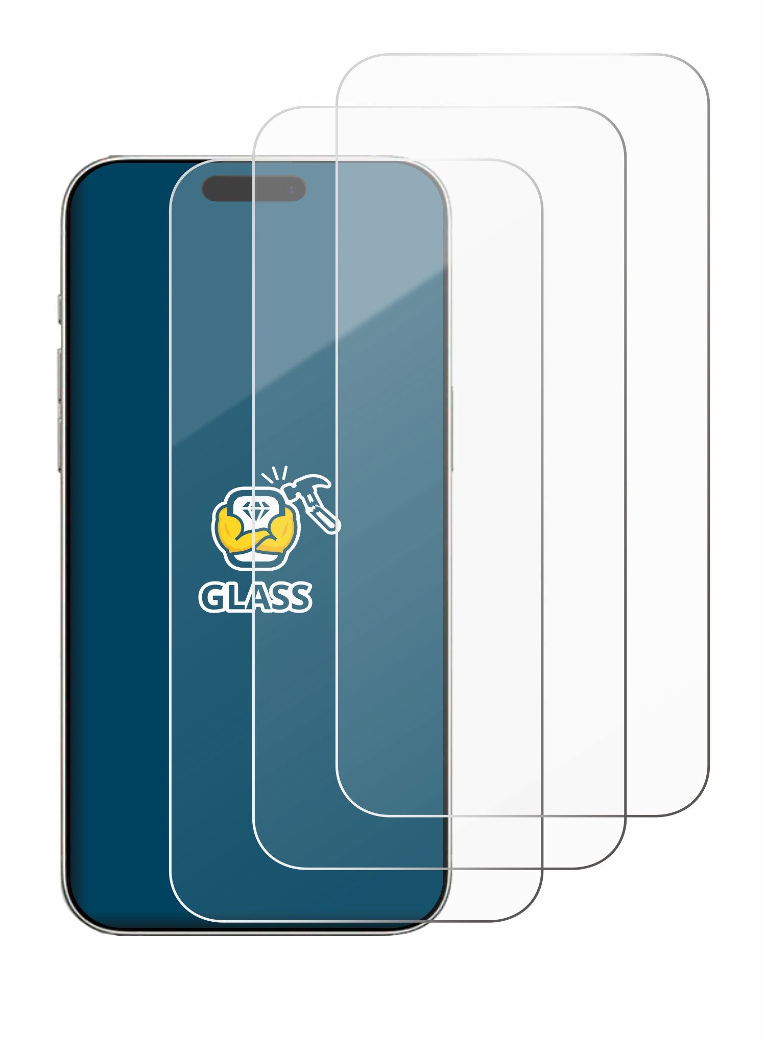 BROTECT Displayschutzglas Schutzglas für Apple iPhone 16, 3 Stück, Displayschutz 9H Schutz Glas Klar Transparent