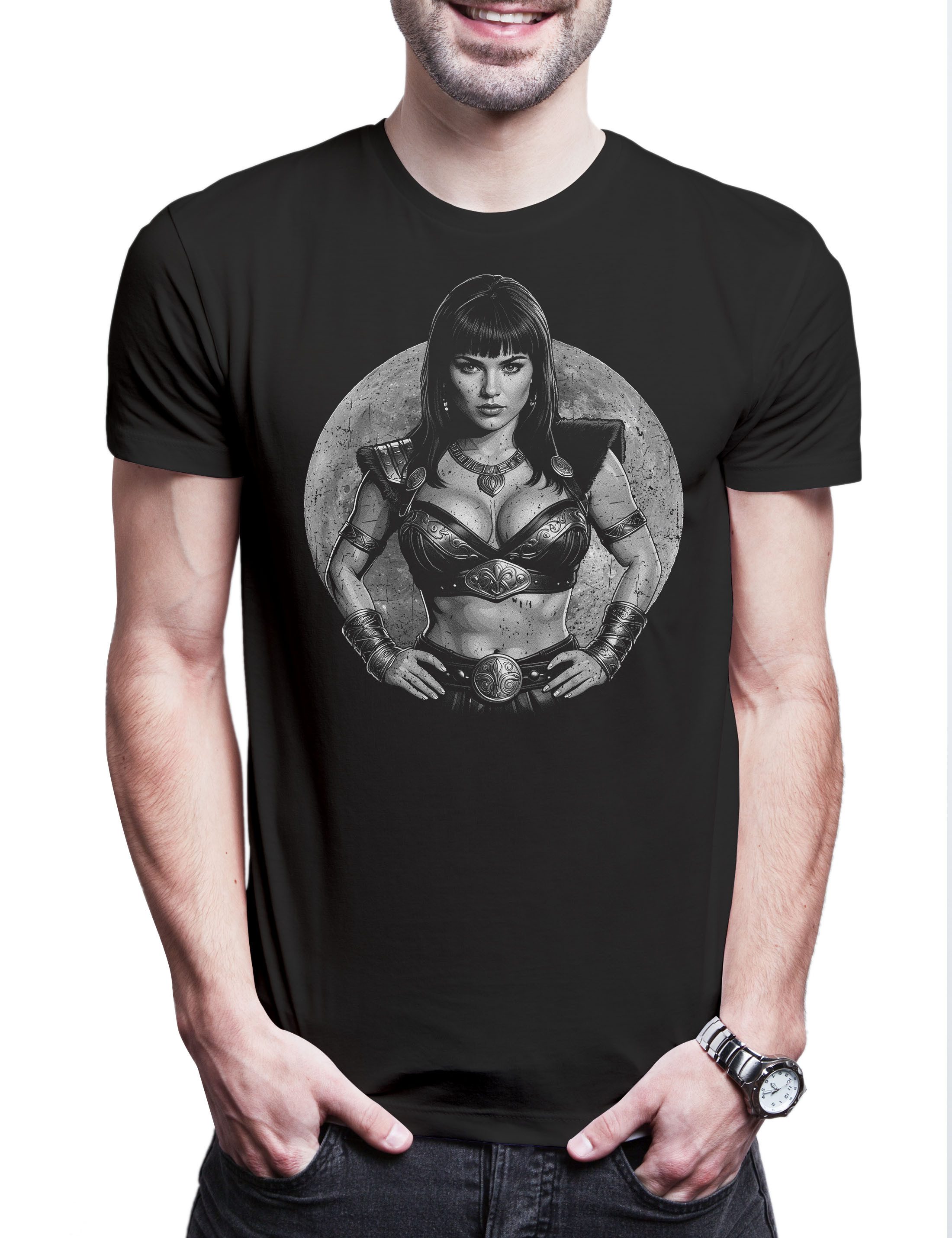 Print-Shirt Warrior Pricess Moon Herren T-Shirt Girl Barbarian Xena Woman Conan TV