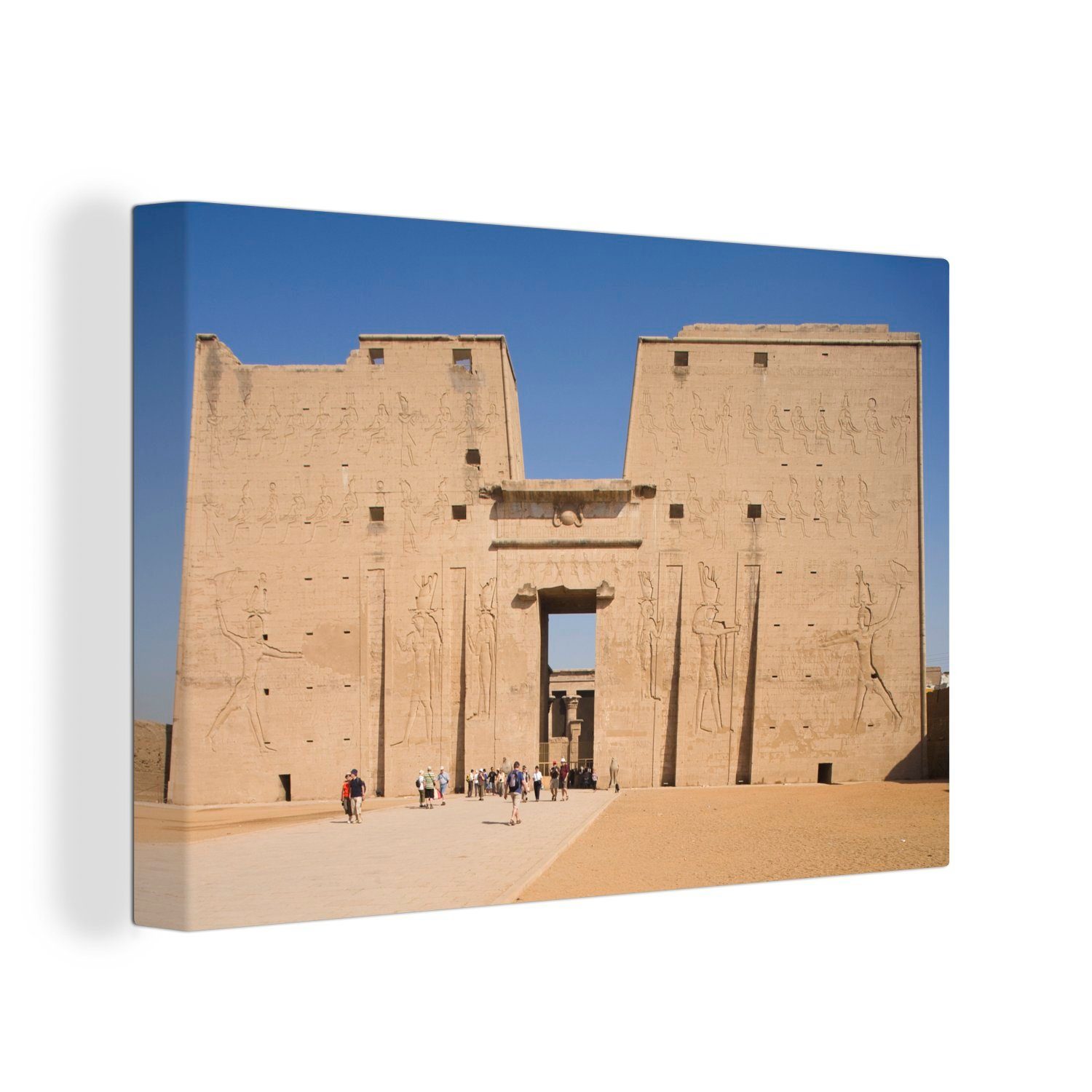 OneMillionCanvasses® Leinwandbild Das Eingangstor des Horus-Tempels in Ägypten unter blauem Himmel, (1 St), Wandbild Leinwandbilder, Aufhängefertig, Wanddeko, 30x20 cm