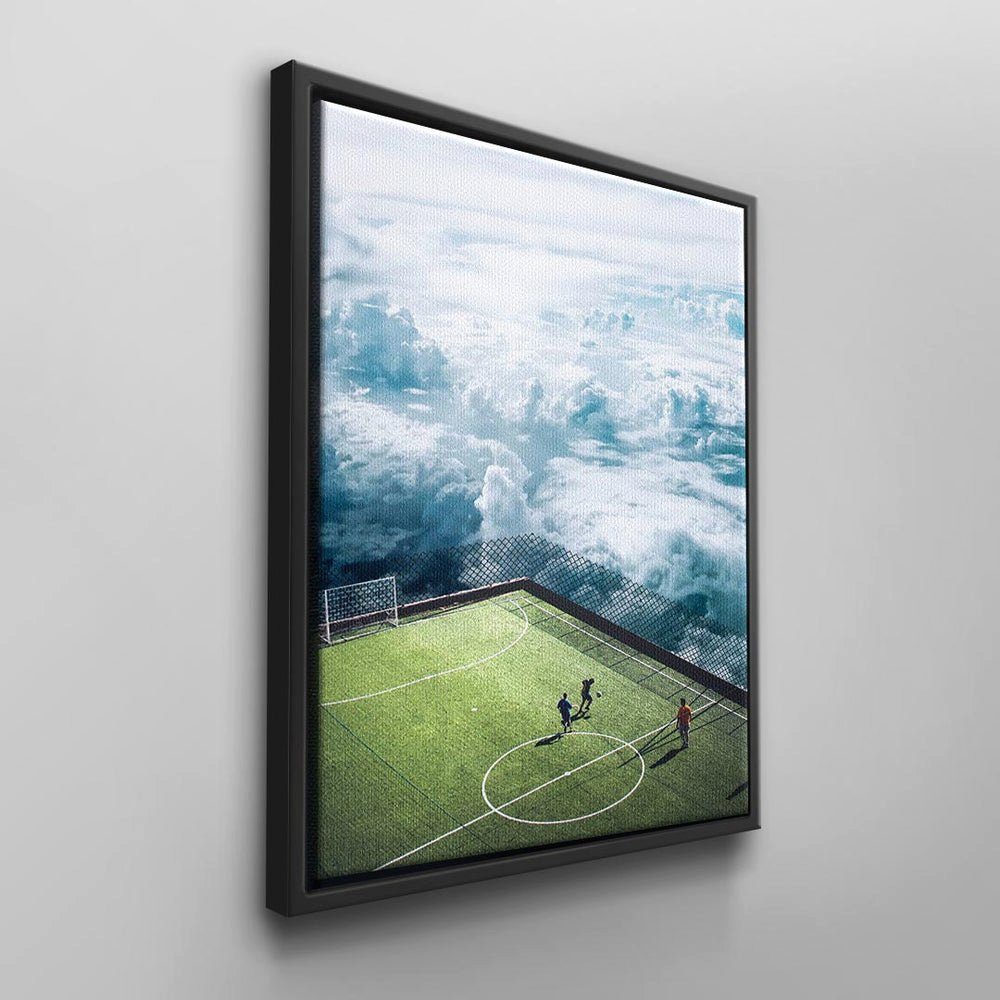 DOTCOMCANVAS® Leinwandbild, Moderne Wandbild vom Rahmen schwarzer Fußballplatz