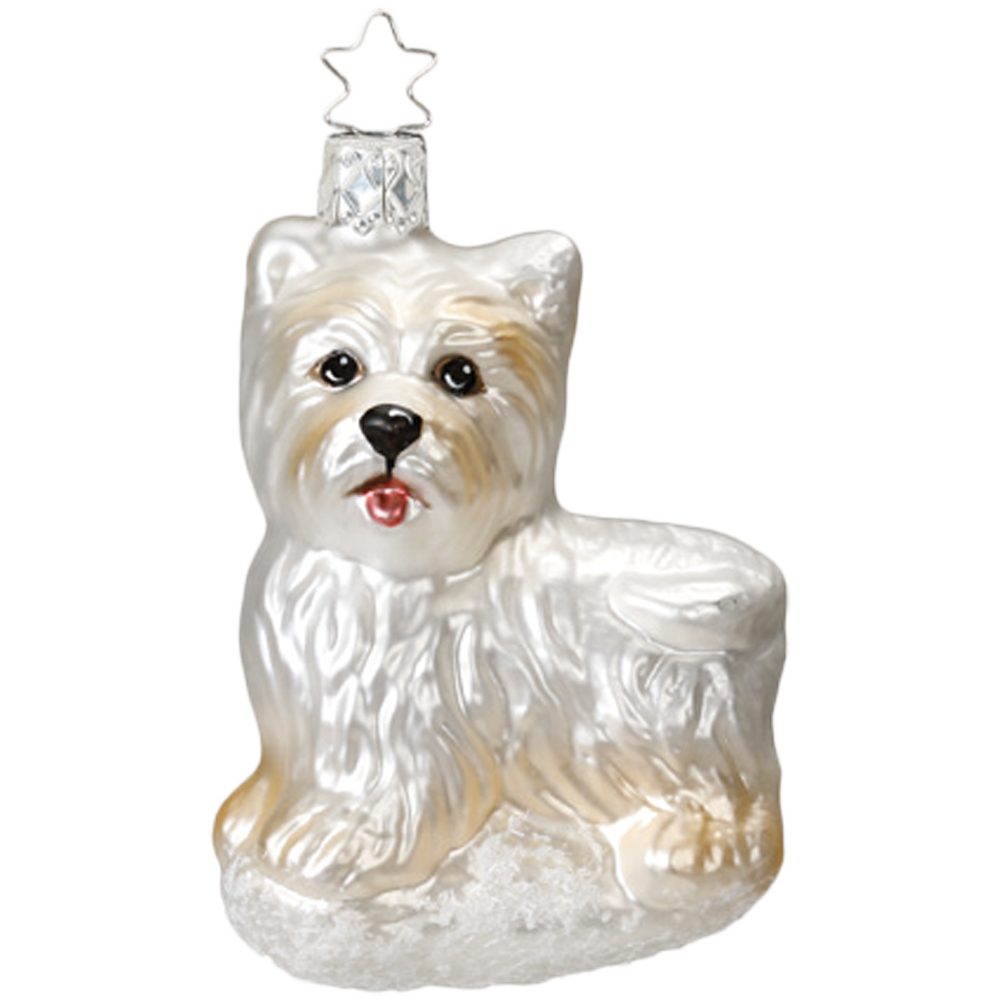 INGE-GLAS® Christbaumschmuck West Highland White Terrier, Schlecki 10cm (1-tlg), mundgeblasen, handbemalt