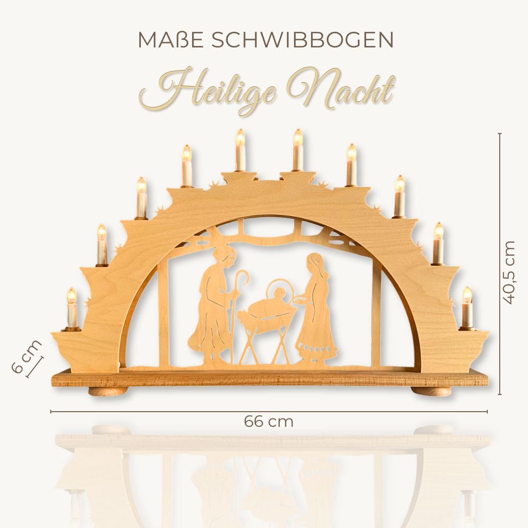 Weigla LED Schwibbogen Heilige Nacht, Lichterbogen aus Holz, NATUR