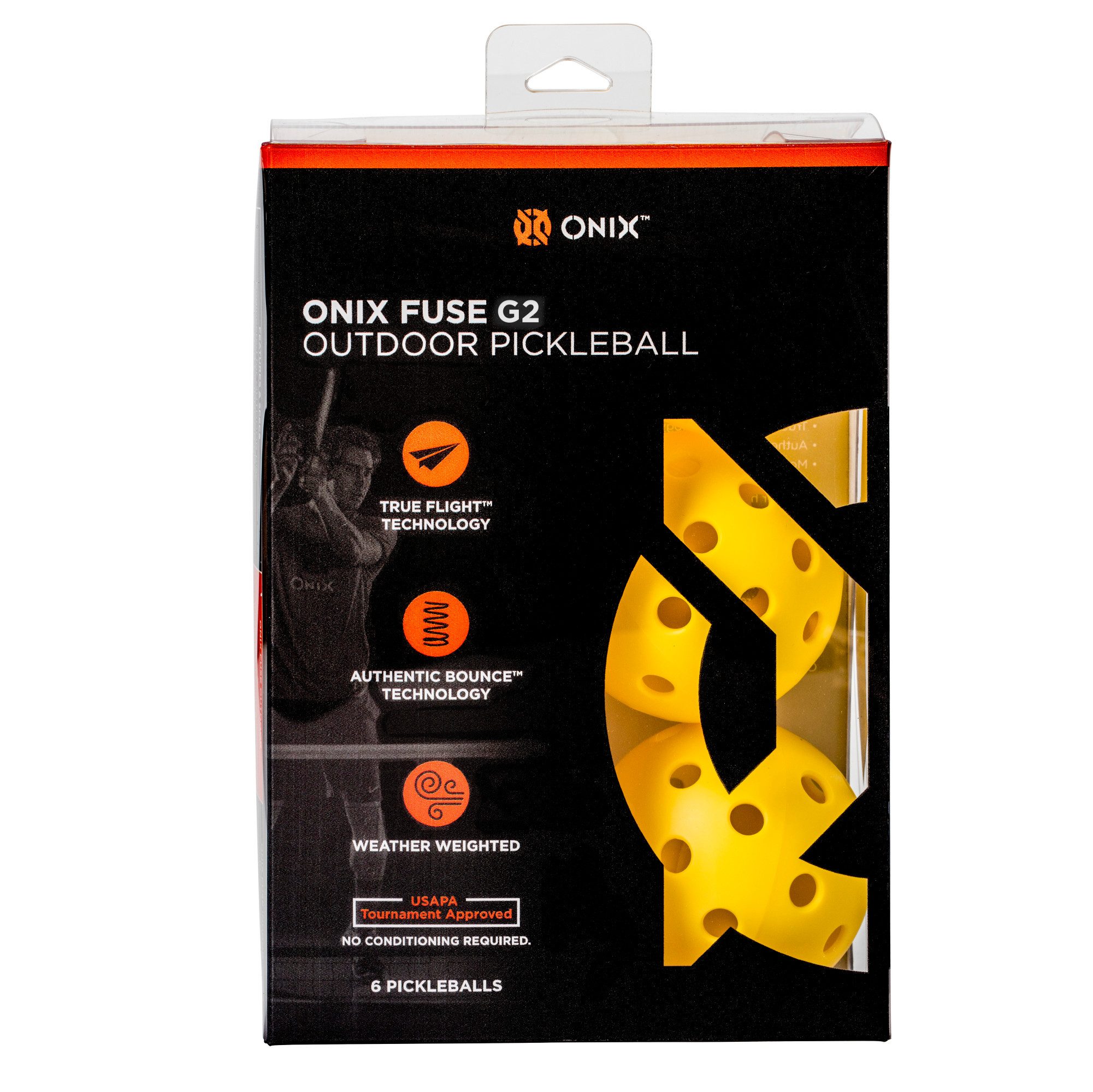Hammer Pickleball ONIX Pickleball Bälle Fuse G2 Outdoor Yellow 6-Pack, gelocht