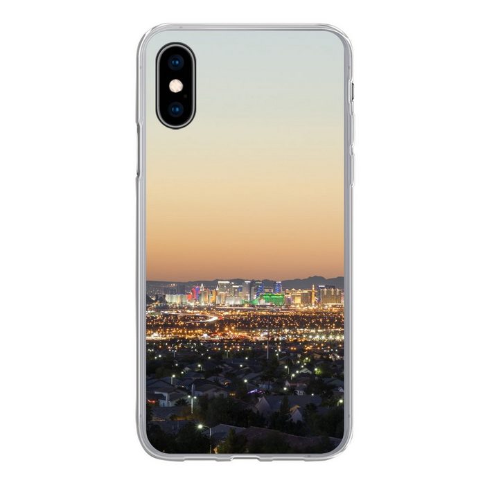 MuchoWow Handyhülle Sonnenuntergang - Las Vegas - Orange Handyhülle Apple iPhone X/10 Smartphone-Bumper Print Handy