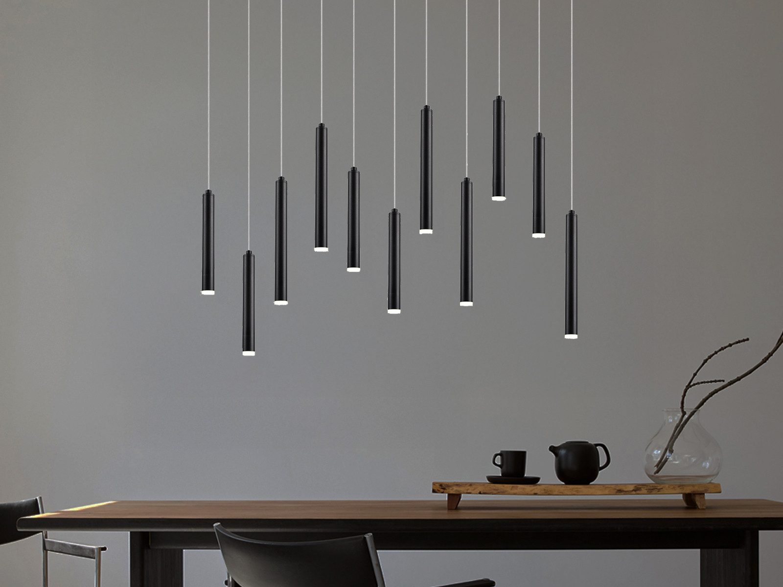 TRIO Leuchten LED Pendelleuchte, Dimmfunktion, LED fest integriert, Warmweiß, Ausgefallene Esstisch-Lampe hängend aus Metall, 11-flammig B: 115cm