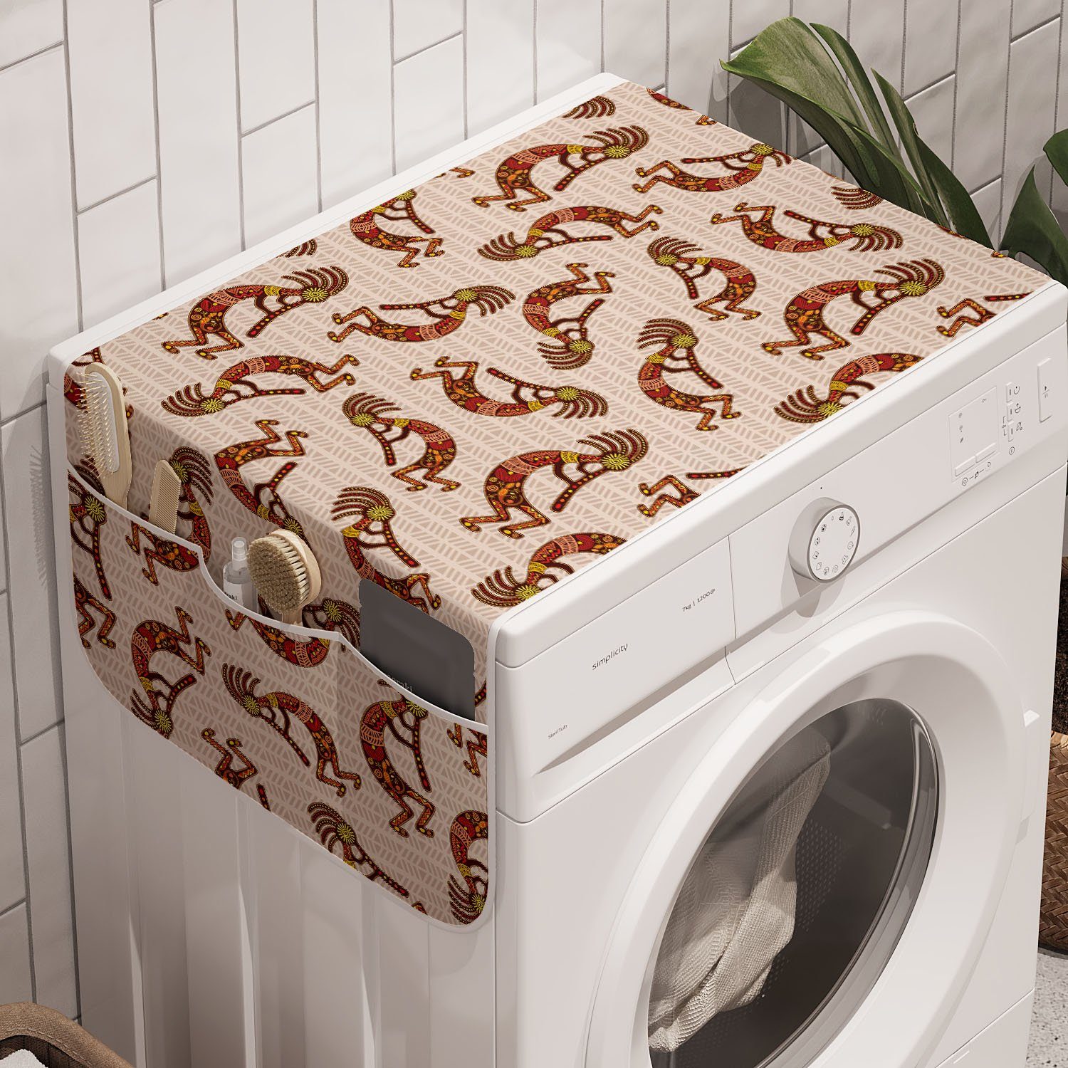 und Symbols Trockner, Warm für Abakuhaus Kokopelli Anti-Rutsch-Stoffabdeckung Waschmaschine Badorganizer Cultural