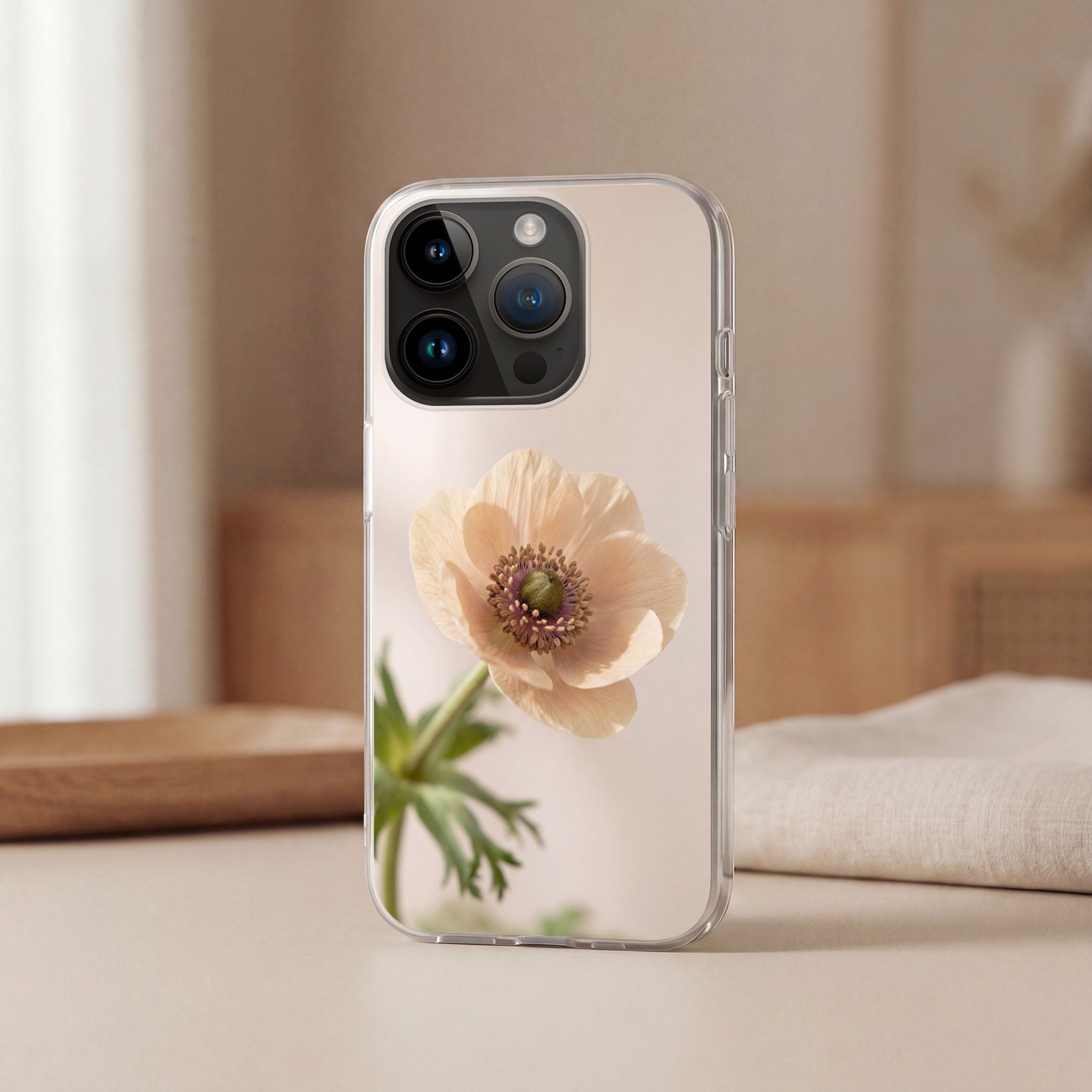 MuchoWow Handyhülle für Apple iPhone 14 Pro Blume - Minimalistisch - Grün, Smartphone-Bumper, Print, Handy Schutzhülle Dünn