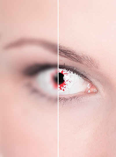Metamorph Motivlinsen Infizierter mit Dioptrien, Eine farbige Kontaktlinse mit Stärke