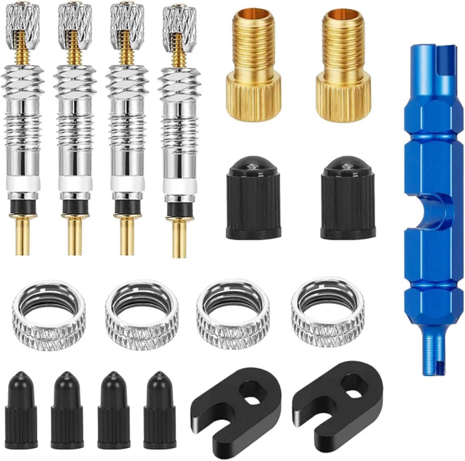 FELIXLEO Fahrrad-Hinterbauständer 19 Stück Französisches Ventil Adapter Fahrradventil Reifenreparatur, (1-St)
