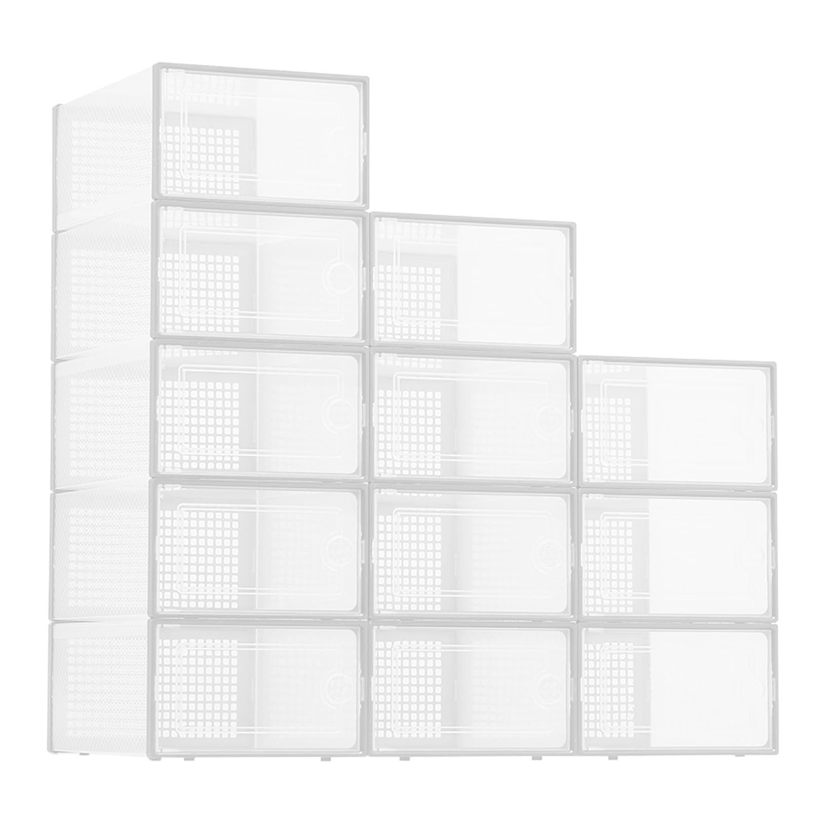 GarveeMore Schuhregal Klare Kunststoff-Lagerboxen 12 Pack Stapelbare Schuh Organisatoren