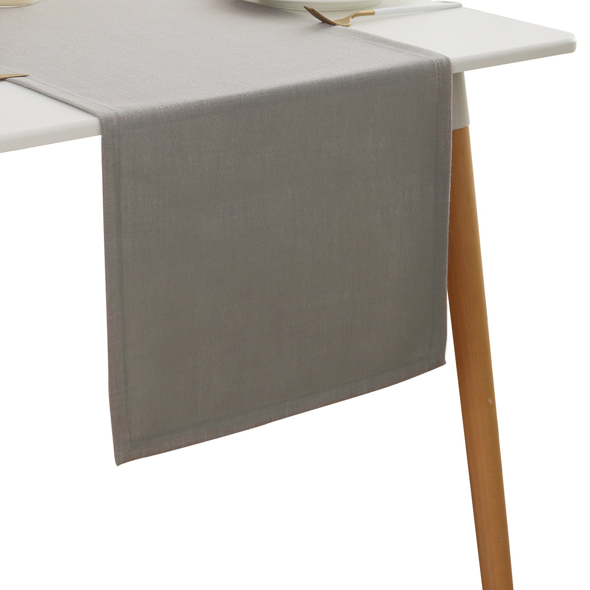 Simurq Tischläufer - - Wasserabweisende grau fleckenabweisend Hellgrau (Tischläufer Pflegeleicht Lotuseffekt, weiß) tischläufer Abwaschbare & Läufer, modern, & tischläufer Leinenoptik