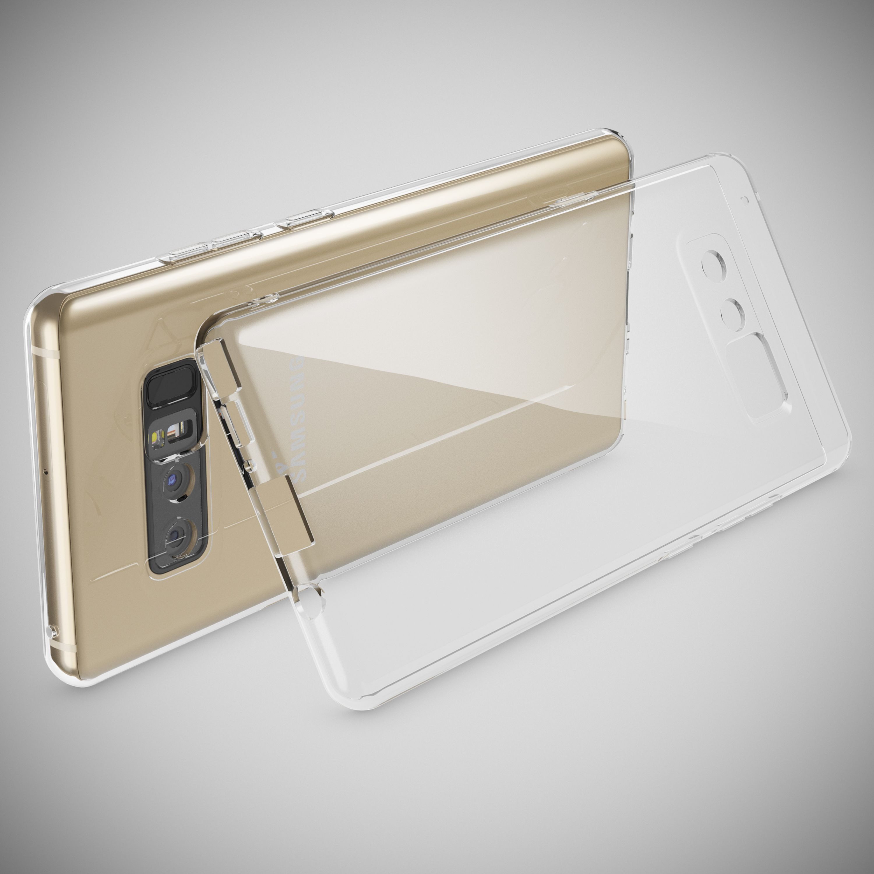 Nalia Smartphone-Hülle Samsung Galaxy Note 8 16 cm (6,3 Zoll), GLAZE Case - Transparentes Silikon, Anti-Watermark & Schlank