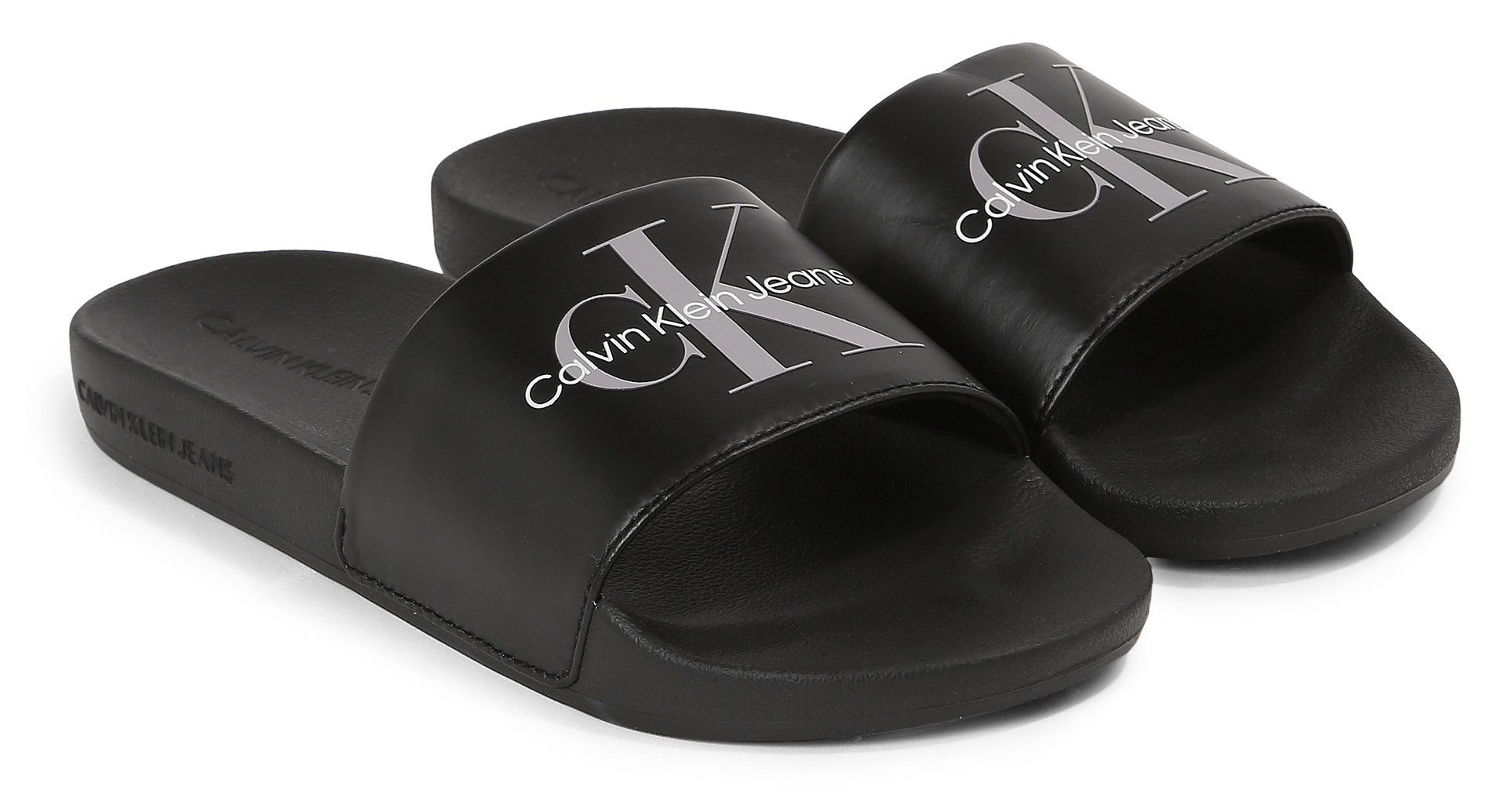 Calvin Klein Jeans SLIDE NY PEARL Badepantolette, Poolslides, Sommerschuh, Schlappen, für Strand- und Badeausflüge