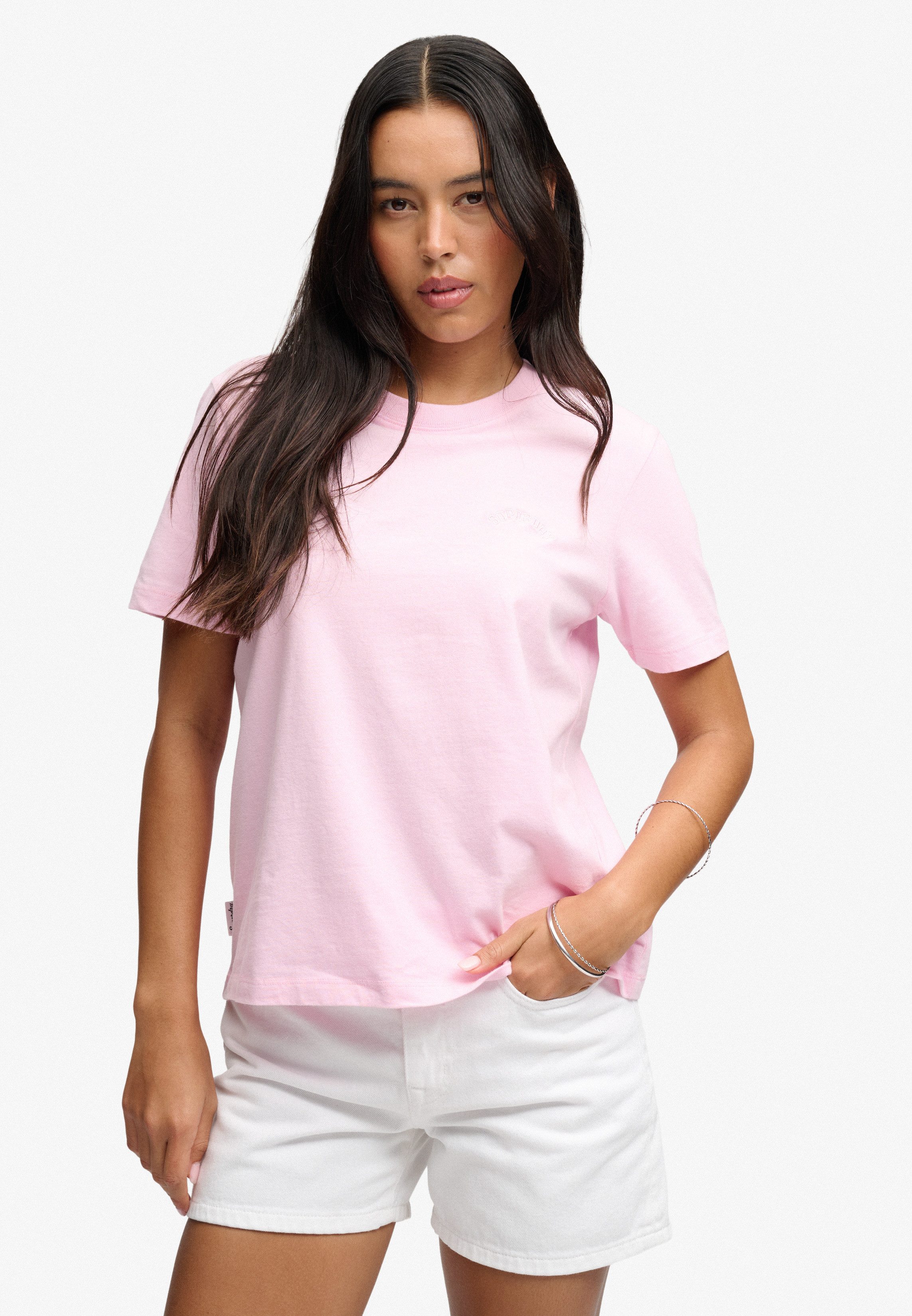 Superdry T-Shirt Essential Logo Emb Tee aus Baumwolle, normale Passform, Rundhalsausschnitt, Kurzarm