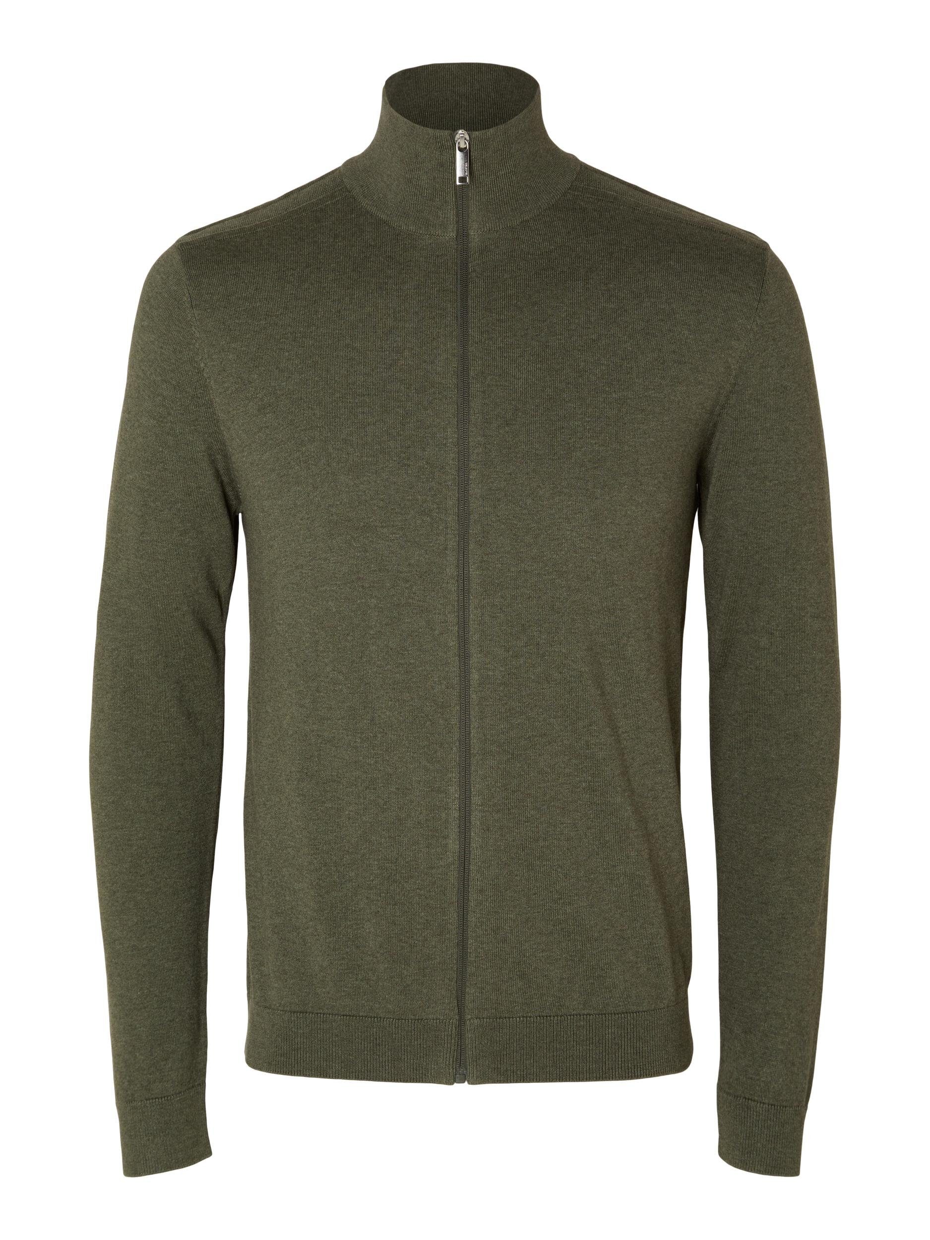 SELECTED HOMME Strickjacke SLHBERG FULL ZIP CARDIGAN NOOS ivy green