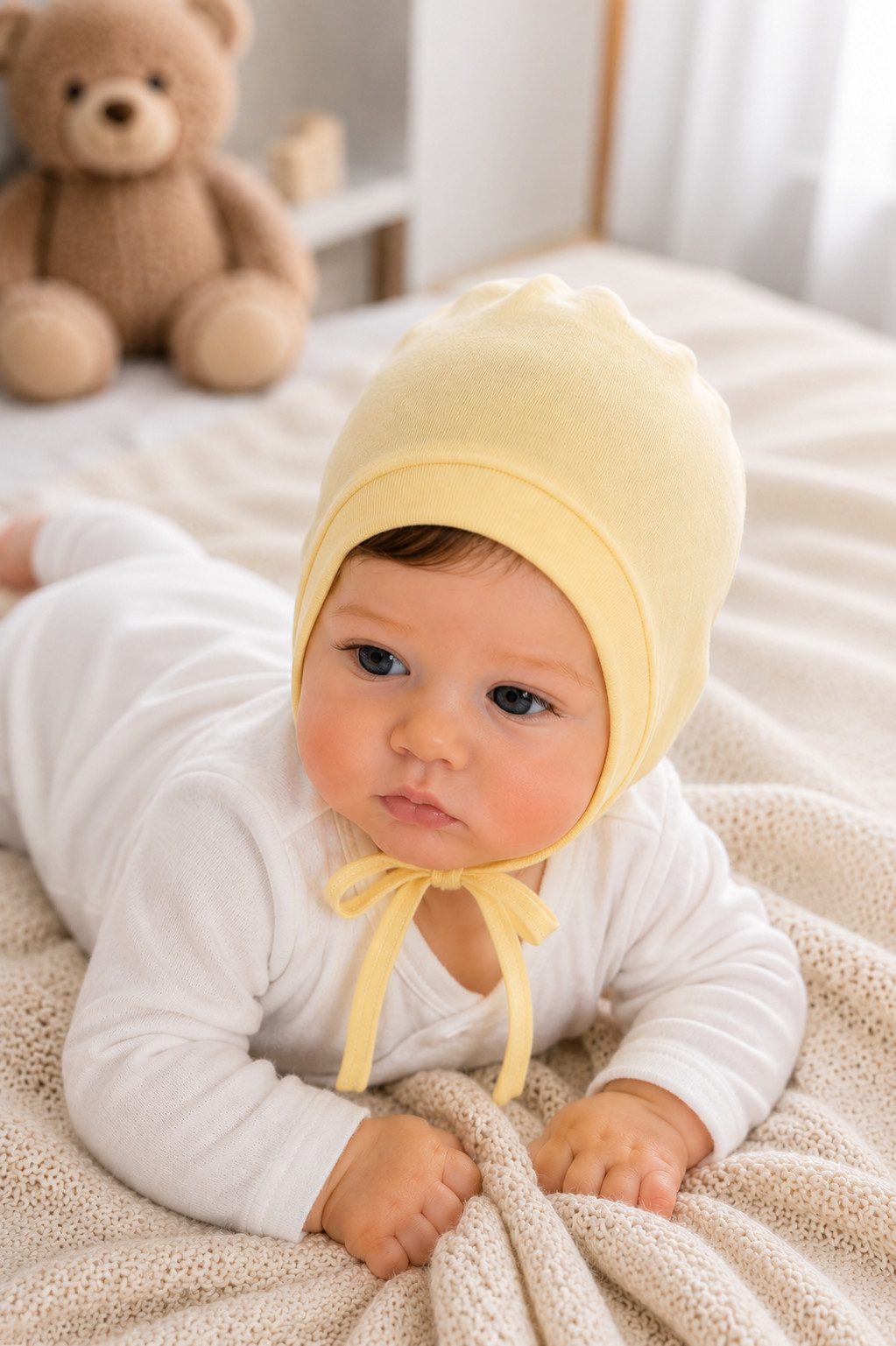La Bortini Erstlingsmütze Baby Mützchen Mütze Haube für Neugeborene neutral aus reiner Baumwolle, 32 33 34 35 36 37 38 39 40