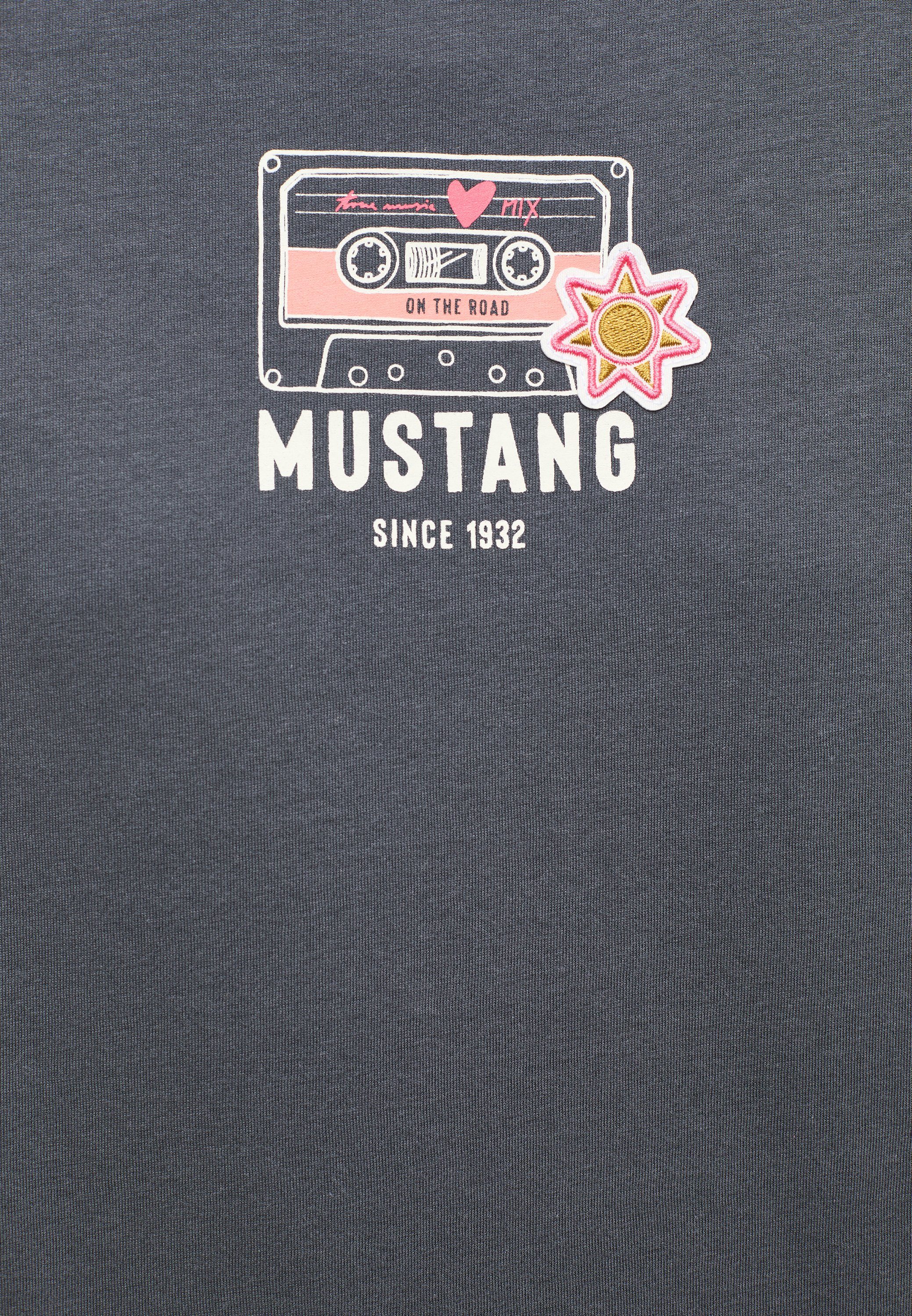 MUSTANG Kurzarmshirt Mustang T-Shirt Print-Shirt dunkelgrau