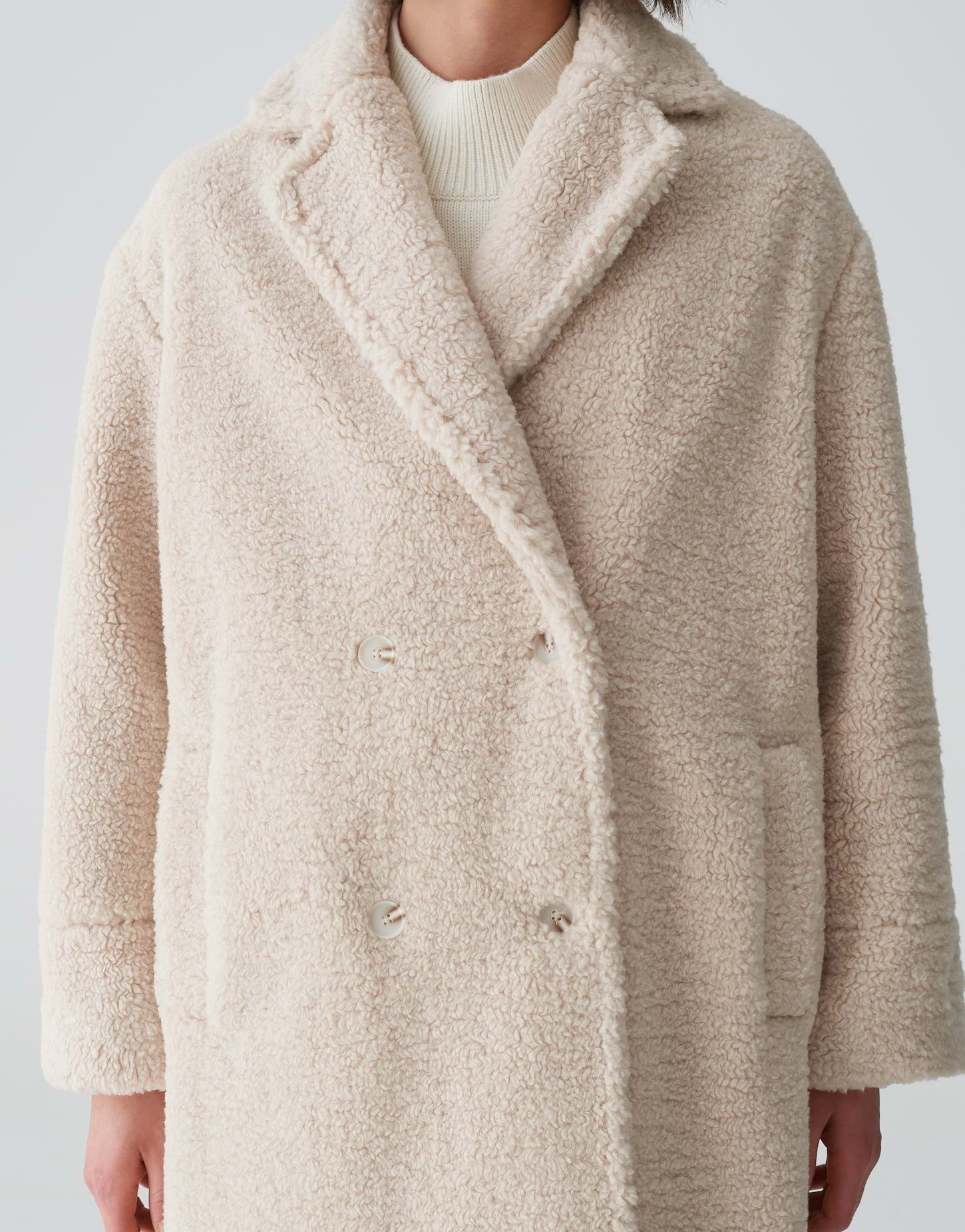 OPUS Langmantel Teddymantel HONISE Loose im Oversize Look