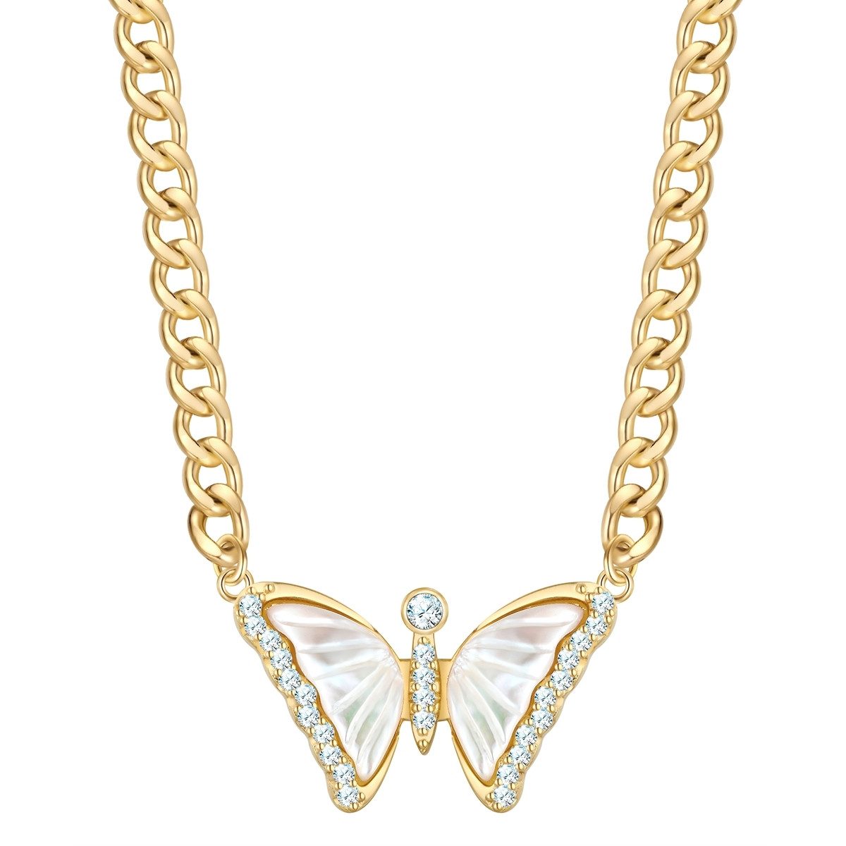 Collier Schmetterling gelbgold