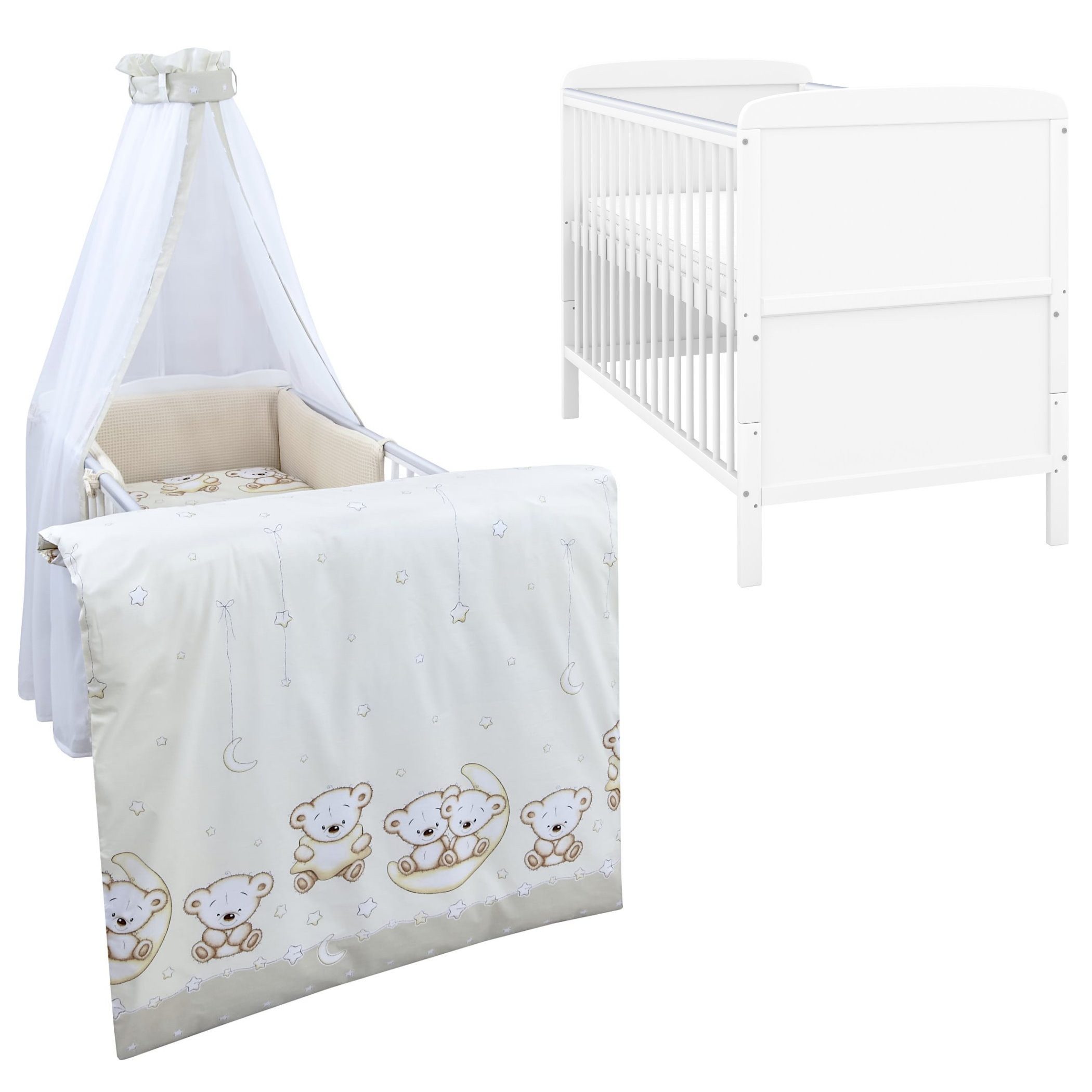 Komplettbett Babybett Natalie Komplettset Waffelpique