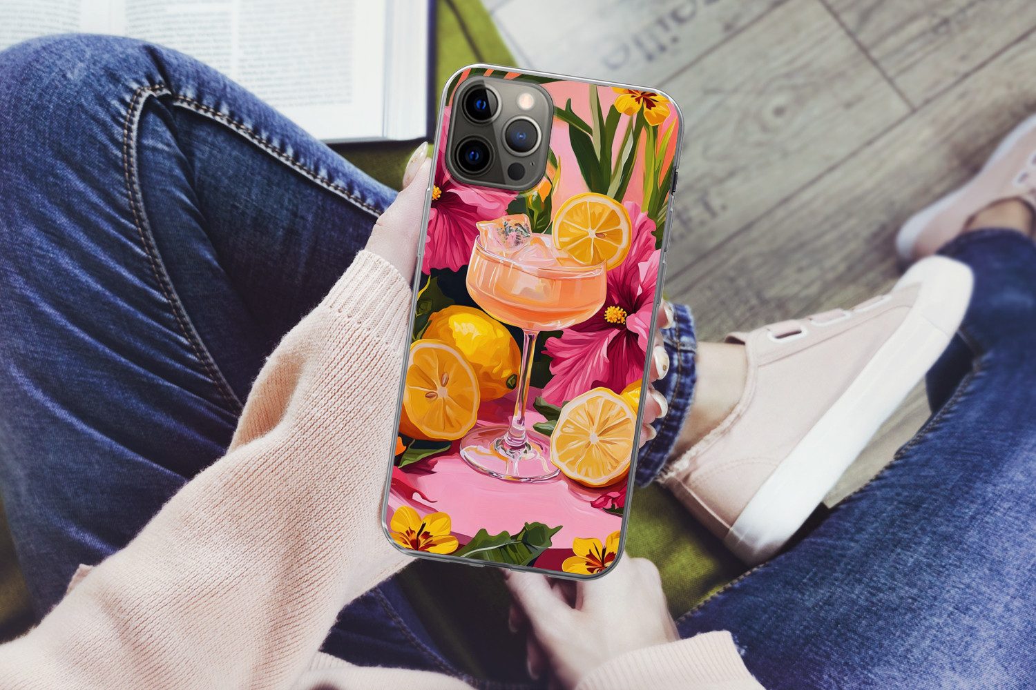 MuchoWow Handyhülle für Apple iPhone 13 Pro Max Getränk - Blumen - Gelb, Smartphone-Bumper, Print, Handy Schutzhülle Dünn