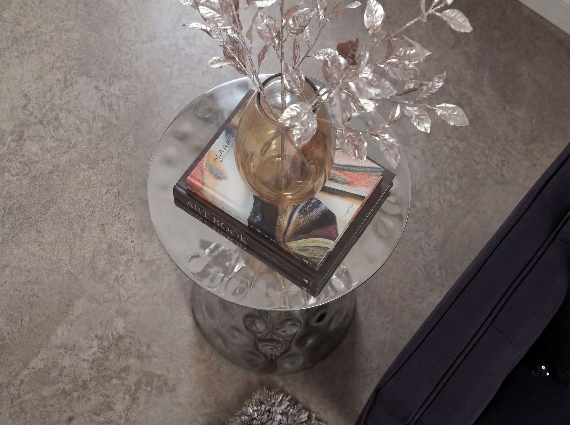 FINEBUY Beistelltisch FB77774 36cm Silber Sofatisch Alu Wohnzimmertisch Couchtisch Aluminium (Stilvoller Kaffeetisch in edler Sanduhr-Form), Pflegeleichter Abstelltisch komplett montiert