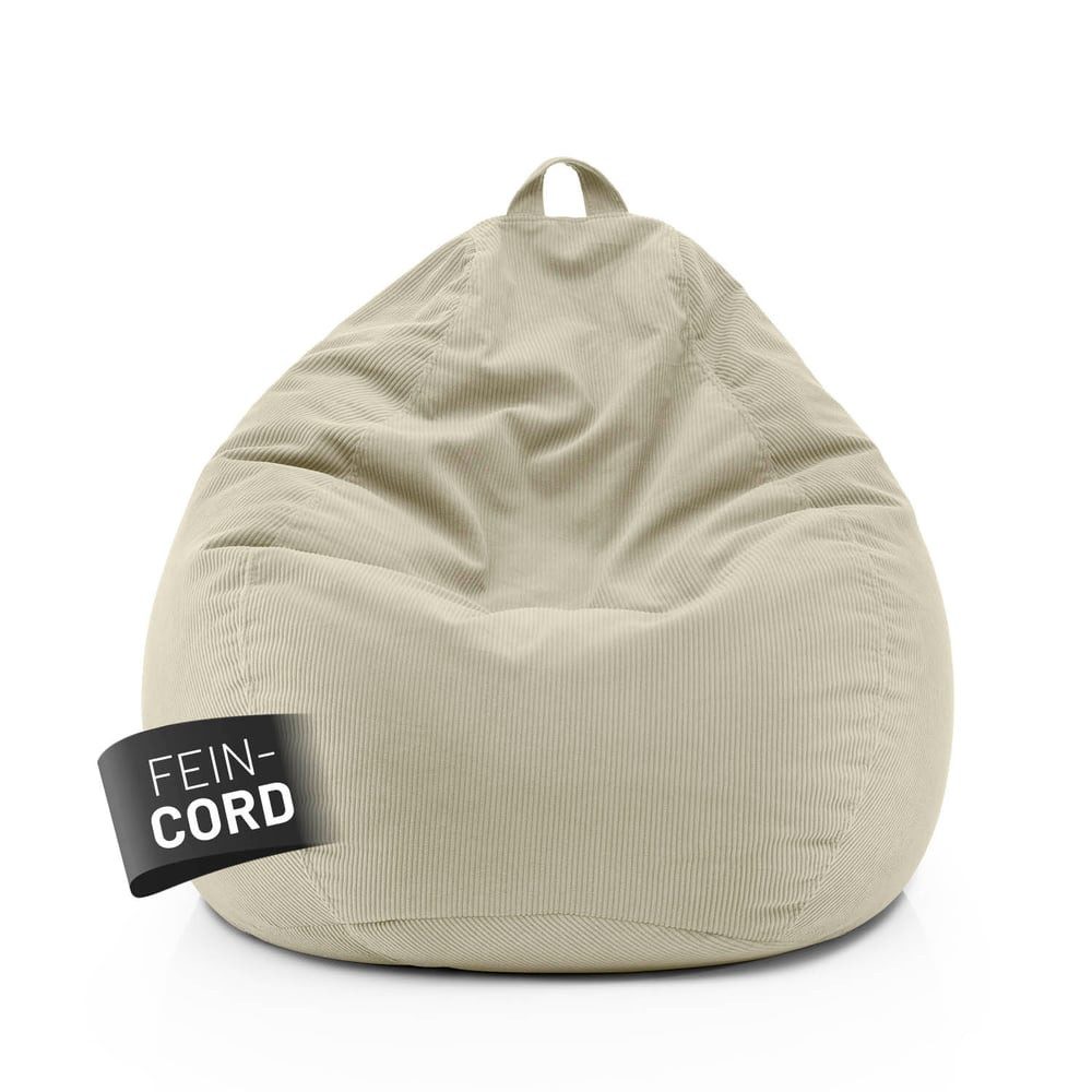 Lumaland Sitzsack Comfort Line Sitzsack Fein Cord XL, 250L - bequemer Indoor Sofa Sessel, ideal zum Pouf - EPS Perlen Bean Bag mit Füllung - Indoor Sitzsessel