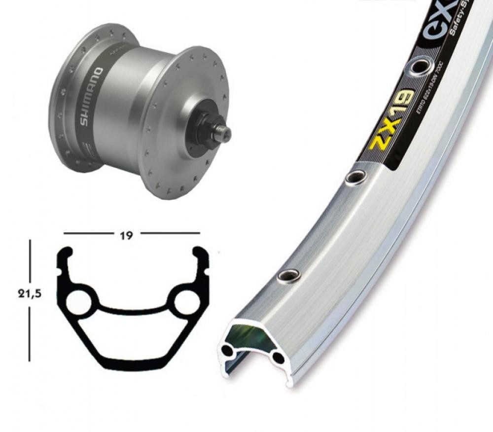 BikeParts Laufrad Bike-Parts Laufrad, Vorderrad 28x1.75 Zoll Nabendynamo DH-C3003 silber
