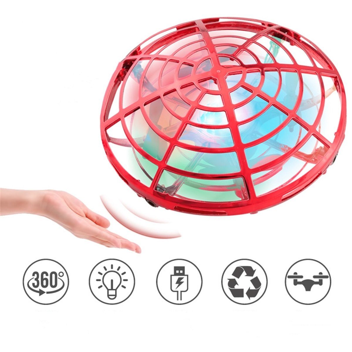 Die Sterne Schwimmende fliegende Bälle, tolle Spielzeuggeschenke für Kinder Spielzeug-Drohne Rot