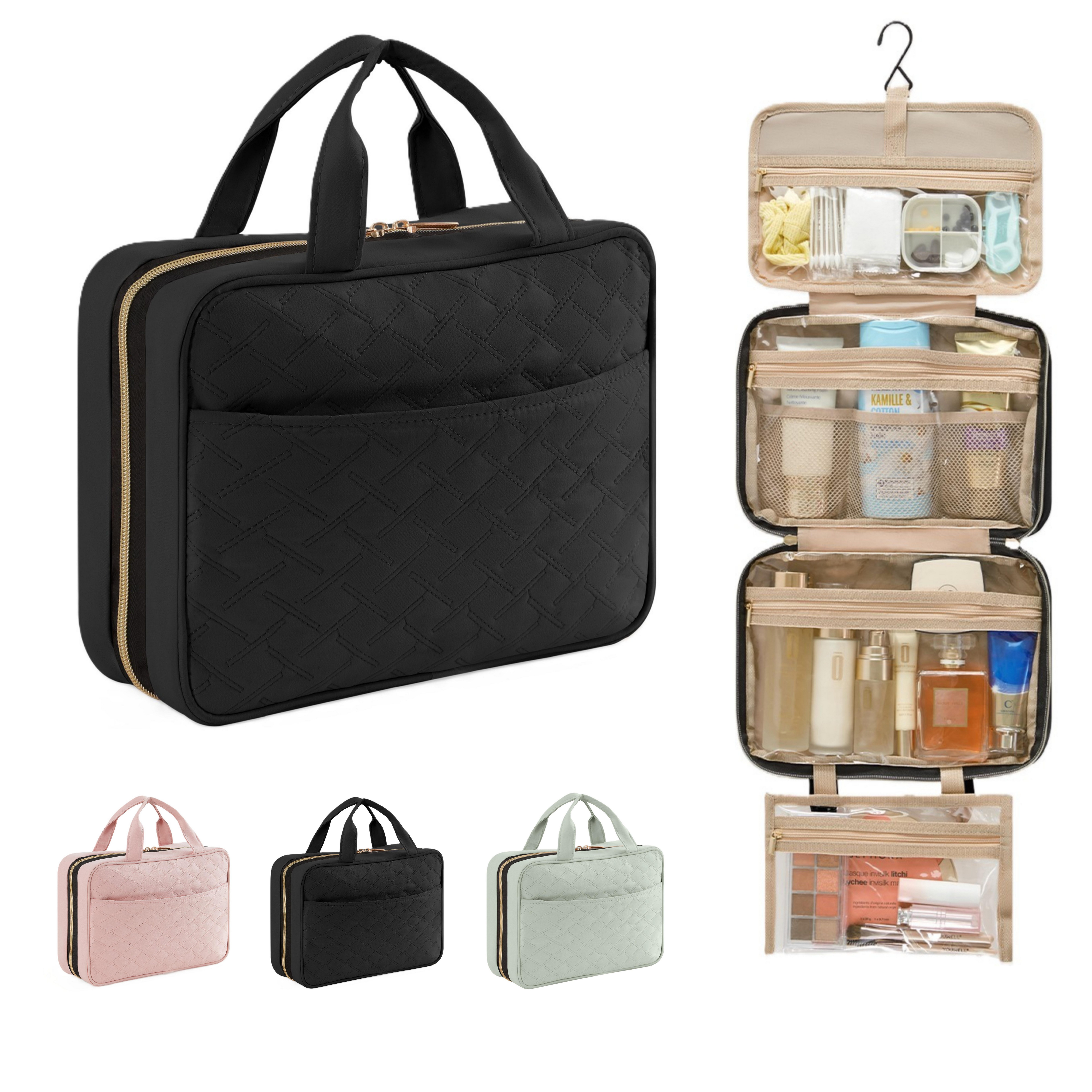 Lifewit Kulturbeutel Reise Kulturtasche Damen, Wasserabweisende Kulturbeutel mit Nassfach (Set, 1-er, B/H/T 7.6/19/28 cm), Spritzwassergeschützt, Einfarbig