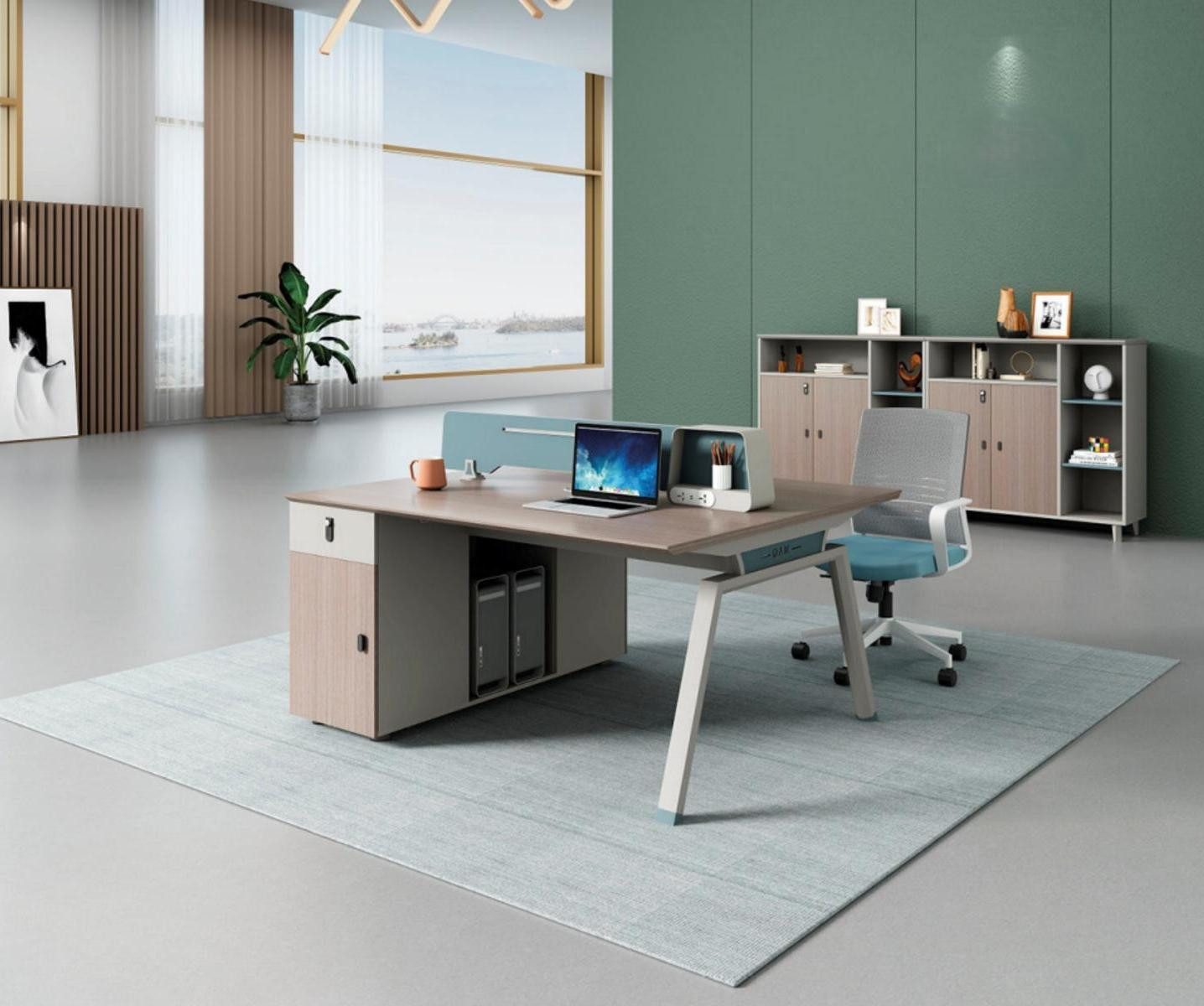 Xlmoebel Schreibtisch Teamarbeitsplatz Workstation mit Stauraum und modernem Design (Schreibtisch, 1-St., Schreibtisch), Hergestellt in Europa