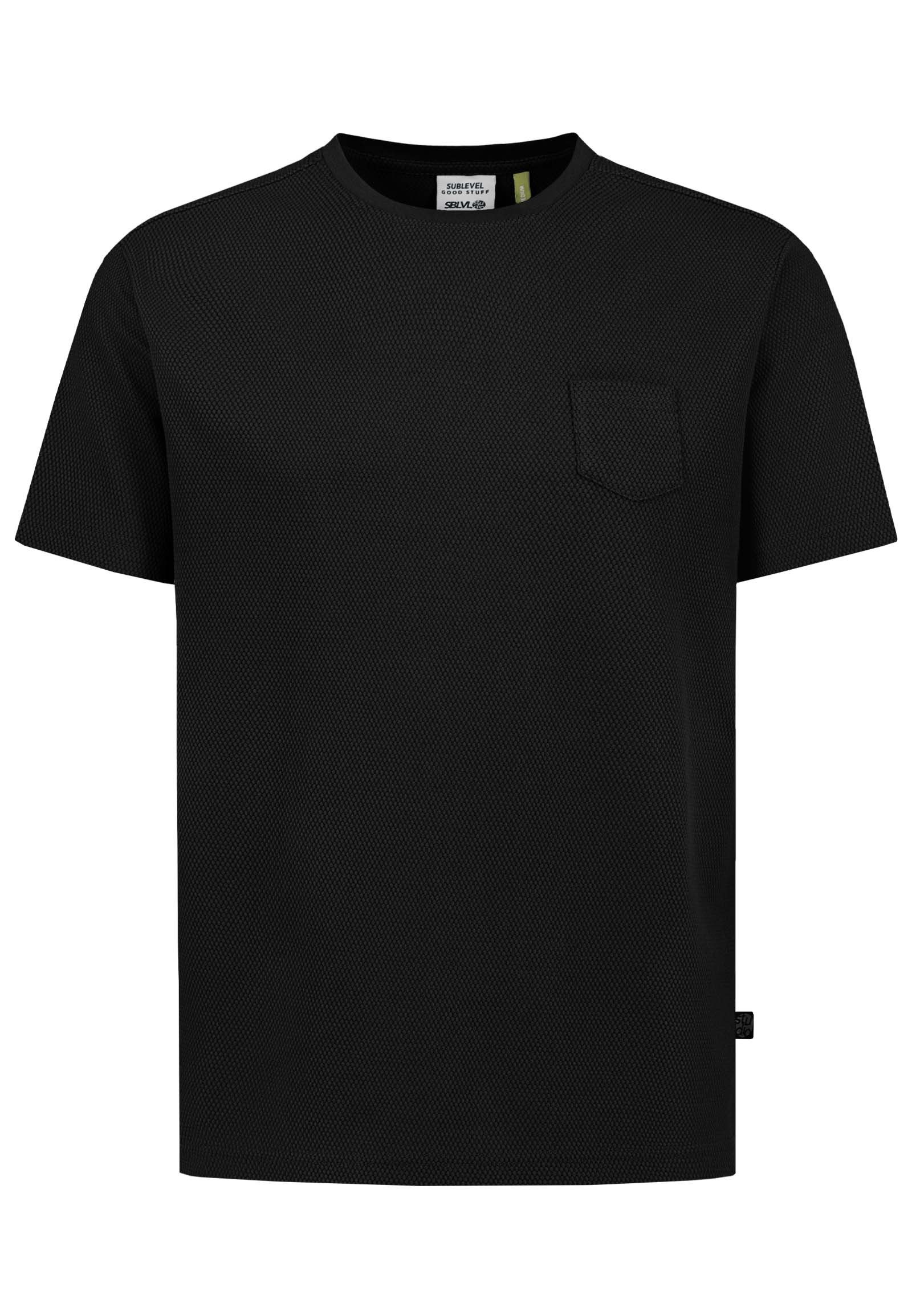SUBLEVEL T-Shirt Herren Shirt mit Brusttasche Strukturmaterial, Regular Fit
